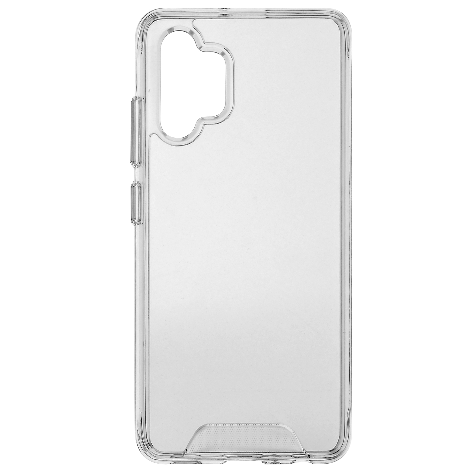 Custodia trasparente per telefono con fori per pulsanti e fotocamera. Trasparente.