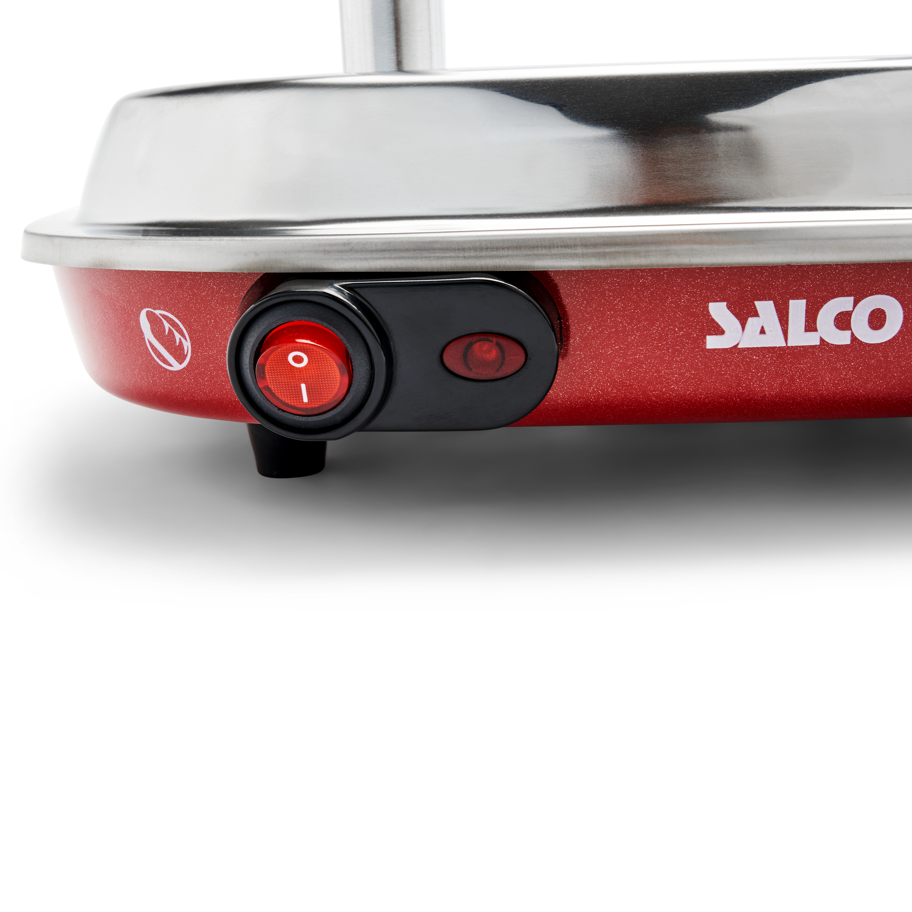 SALCO Salco HotDog Fast und Retro-Style Würstchen 450W Food Thermo-Control Brötchen Dampfgarer Maker für HotDog-Maker, rot)