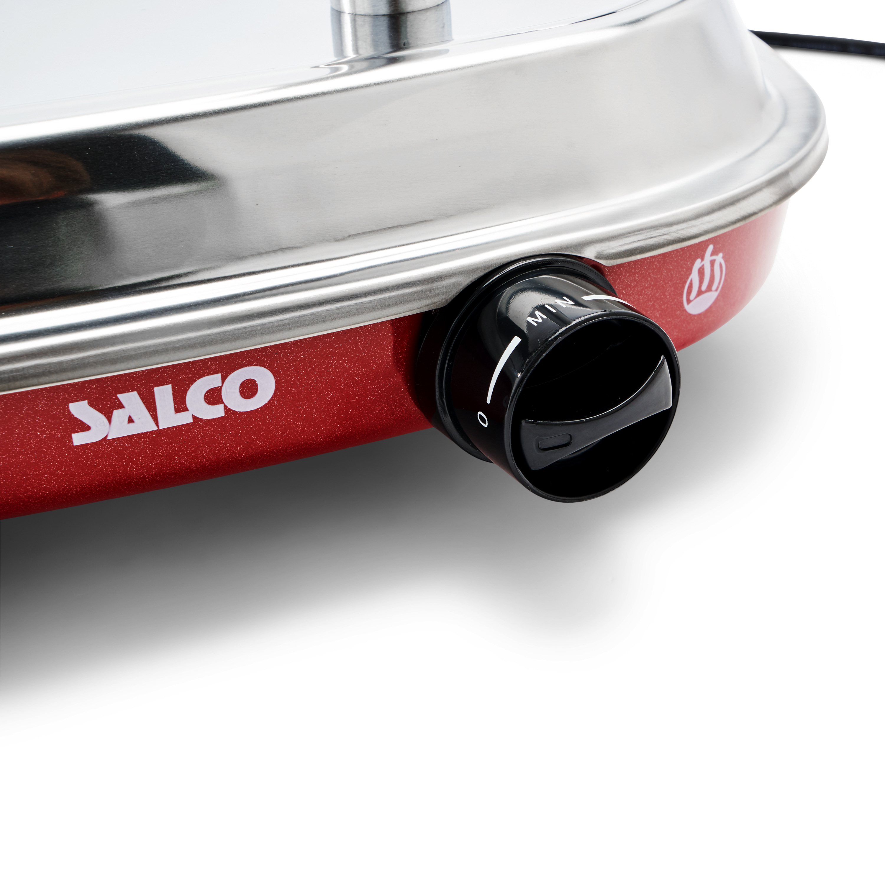 SALCO Salco HotDog Fast und Retro-Style Würstchen 450W Food Thermo-Control Brötchen Dampfgarer Maker für HotDog-Maker, rot)