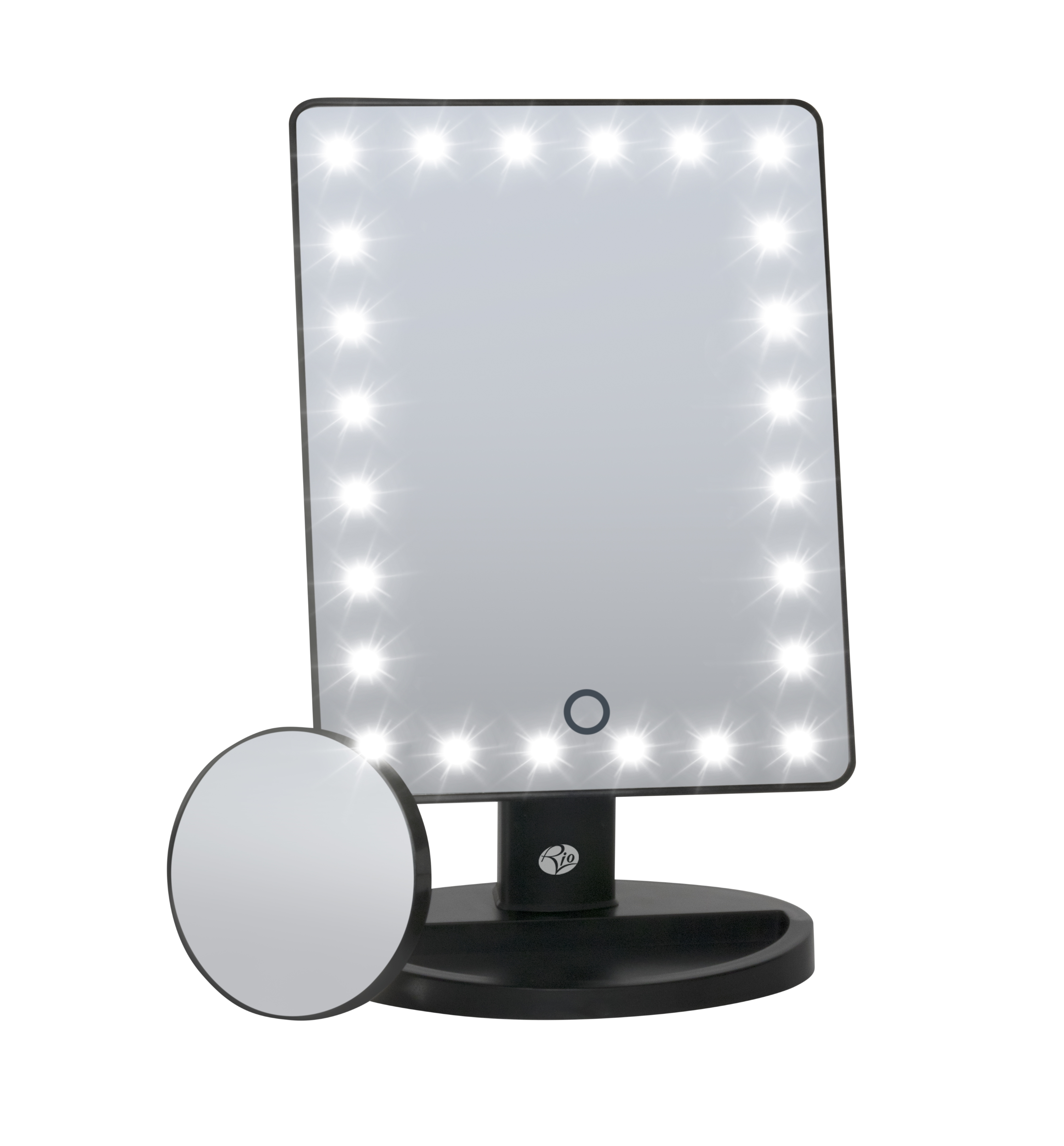 Kosmetikspiegel inkl. BEAUTY abnehmbar dimmbar Vergrößerungsspiegel RIO 10fach MMSP Spiegel schwarz LED-Beleuchtung