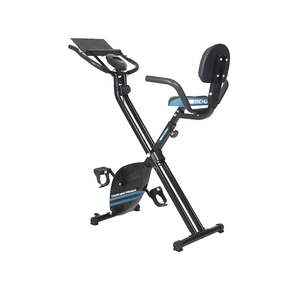 Bicicleta estática - BEHUMAX Cross Bike Premium Behumax plegable con respaldo, pantalla LCD con función SCAN y pulsómetro