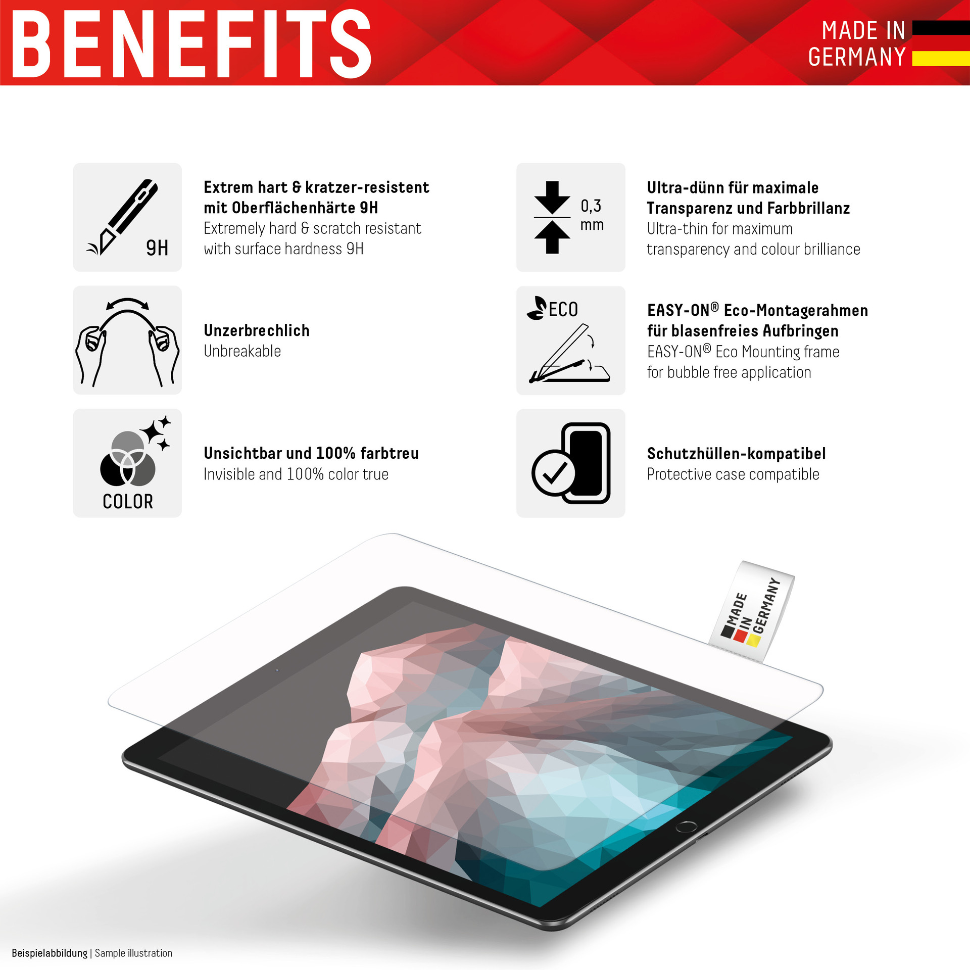 Gen)) Glass Tablet (7., Displayschutz(für 8. und Apple iPad 9. DISPLEX