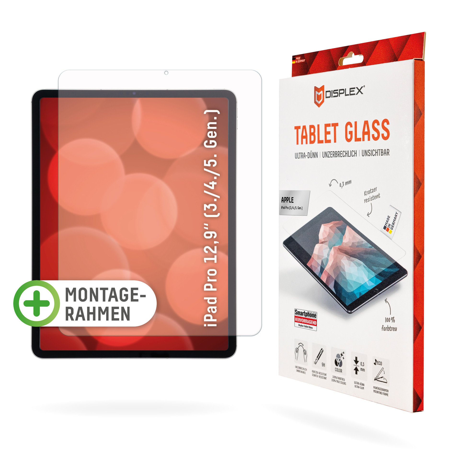DISPLEX Tablet Glass Displayschutz(für Apple und 5. Pro 4. iPad 12,9\