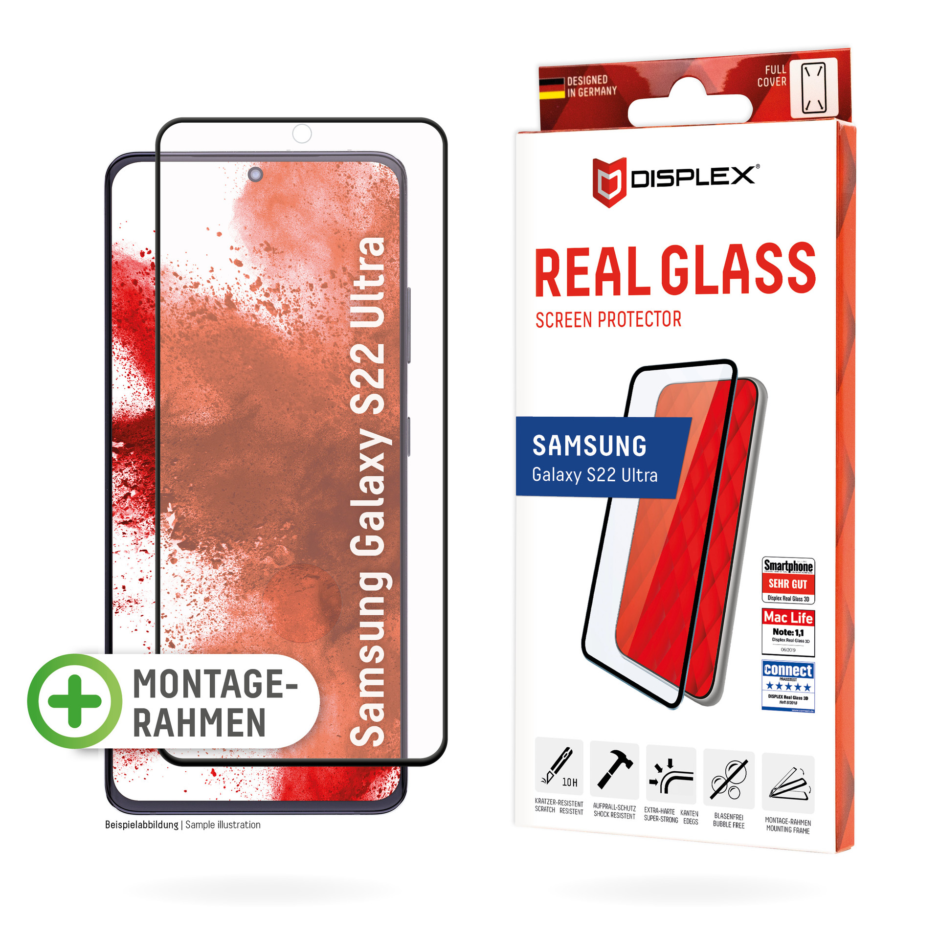 DISPLEX S22 Samsung Galaxy Real Ultra) Glass Displayschutz(für 3D