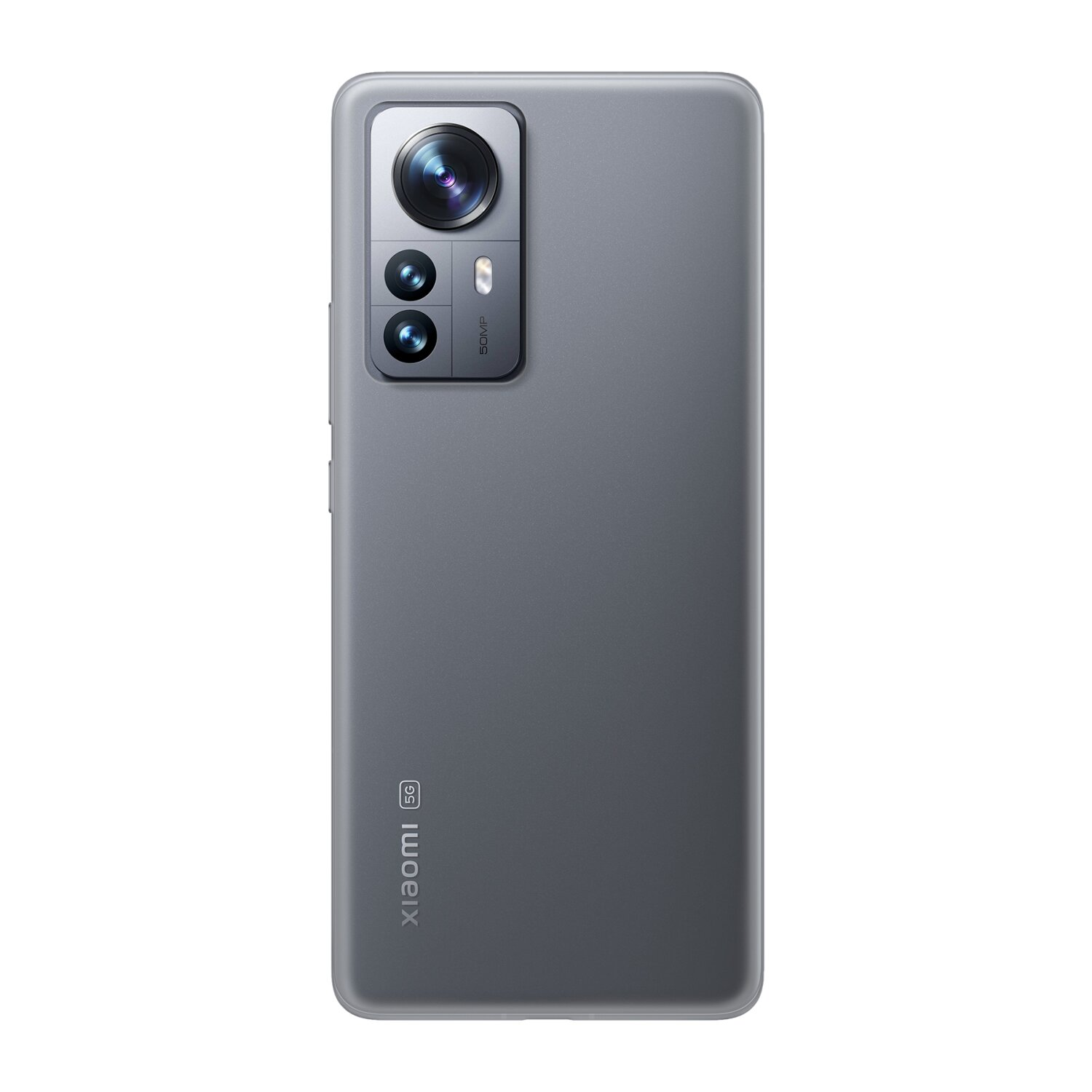 Graues Smartphone mit Kameras auf der Rückseite. Xiaomi-Logo unten.