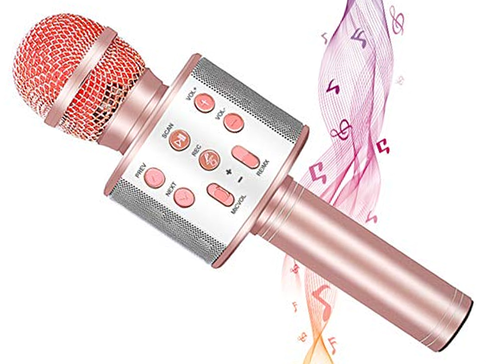 Karaoke Inalambrico Con efectos vocales ksing juguete klack dorado rosa microfono altavoz bluethoot 858 wireless
