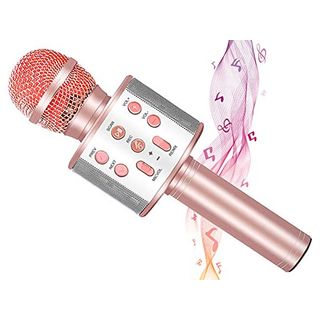 Karaoke Micrófono Inalambrico con Efectos Vocales  - KSING JUGUETE KLACK, Dorado Rosa