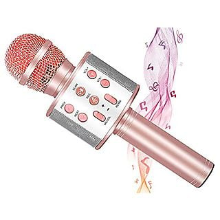 Karaoke Micrófono Inalambrico con Efectos Vocales  - KSING JUGUETE KLACK, Dorado Rosa