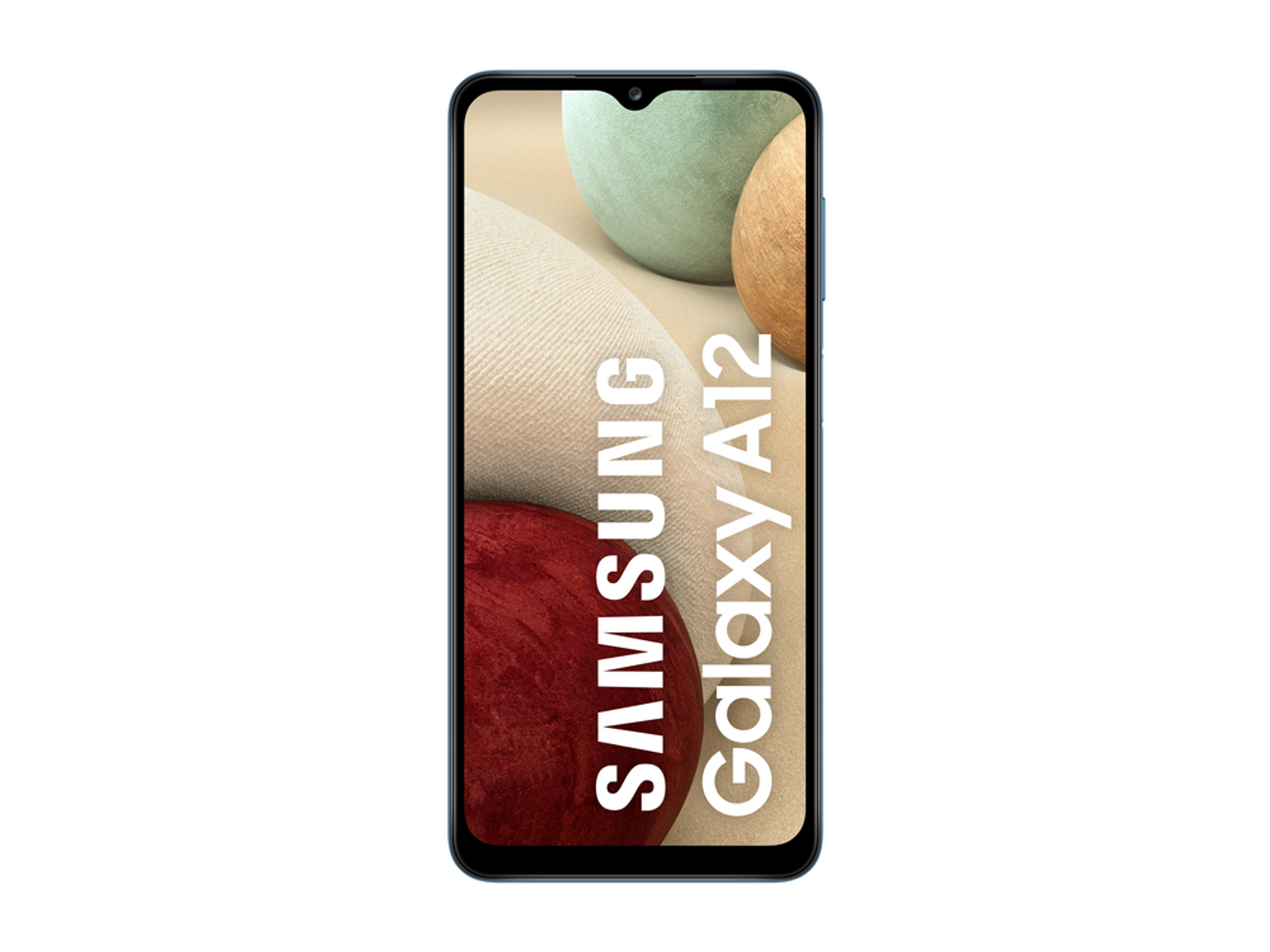 Samsung Galaxy A12 Smartphone mit farbenfrohem Hintergrund.