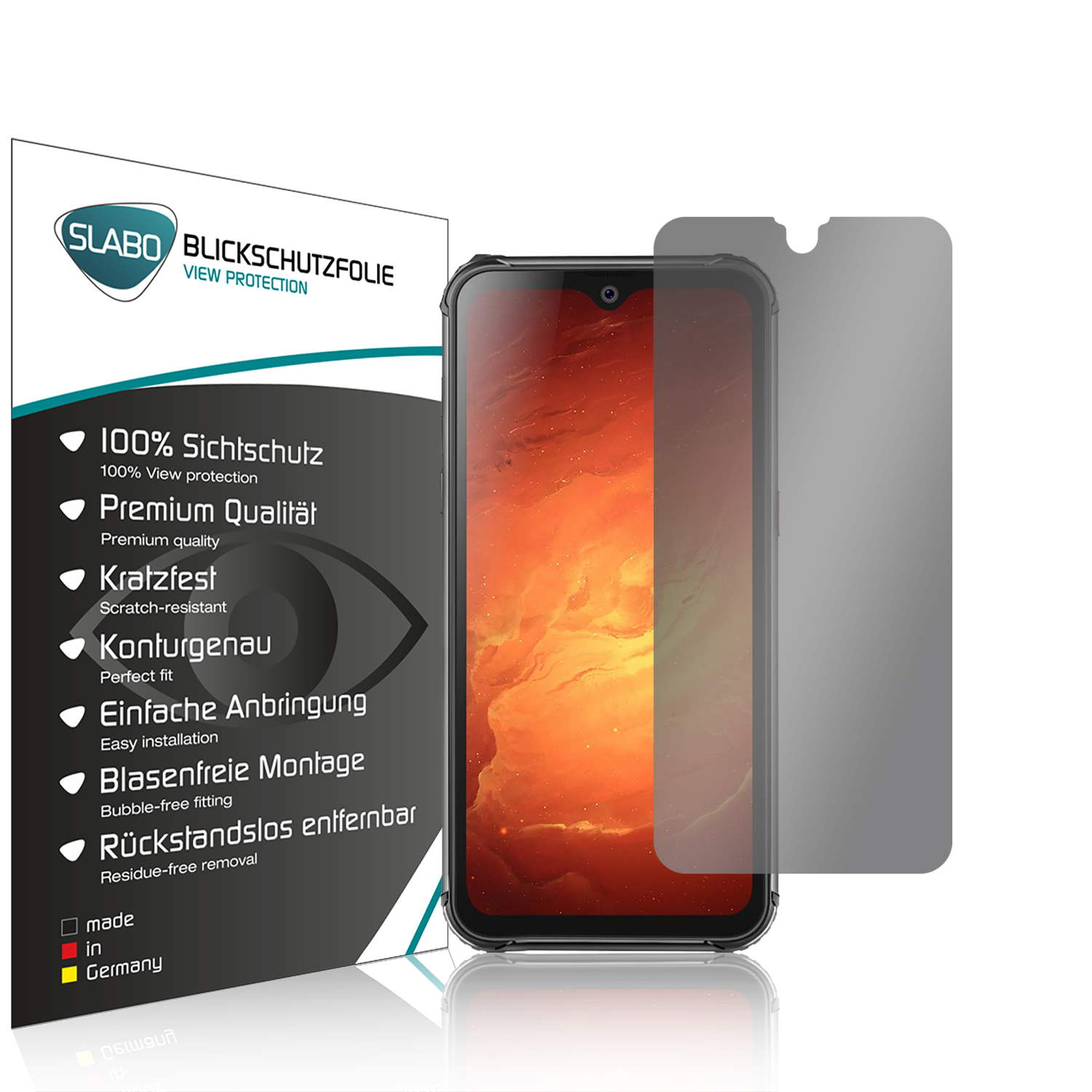 SLABO Blickschutzfolie View Protection Schwarz 360° Displayschutz(für BV9800 BV9800 Pro) Blackview 