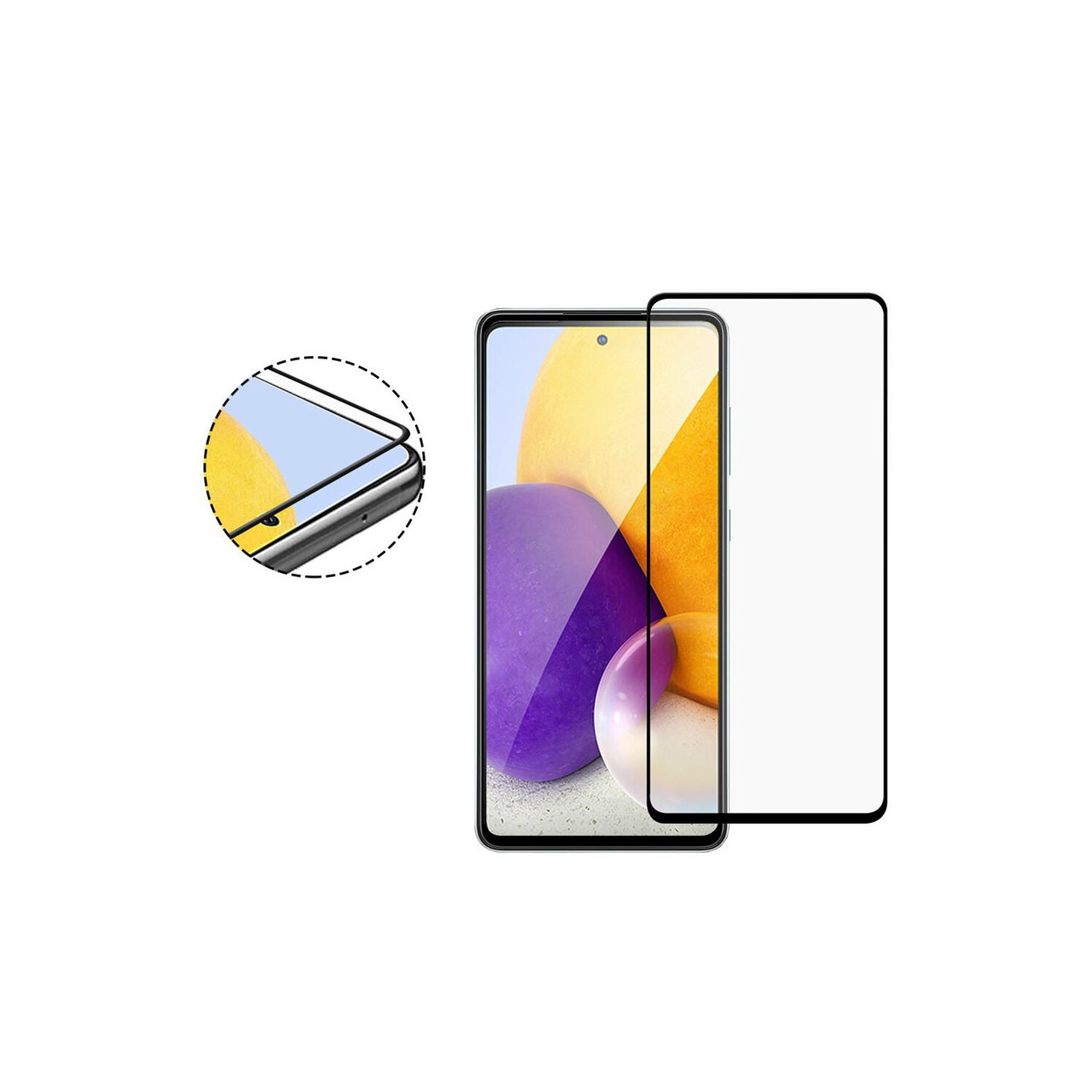 Handy-Displayschutz. Telefon und Schutz, mit Nahaufnahme, die den Bildschirm zeigt.