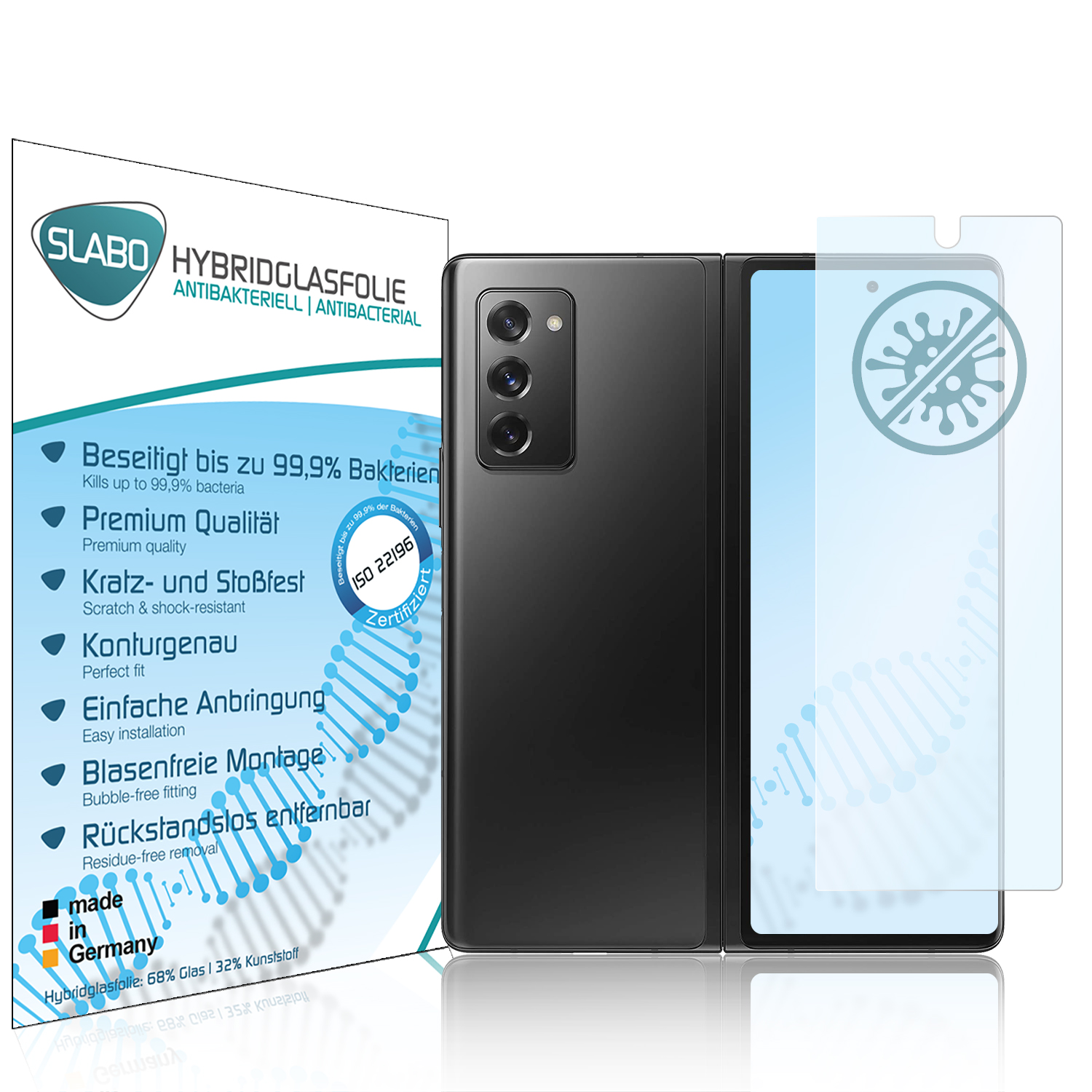 SLABO antibakterielle flexible Hybridglasfolie Displayschutz(für Z 5G) Fold2 Samsung Galaxy