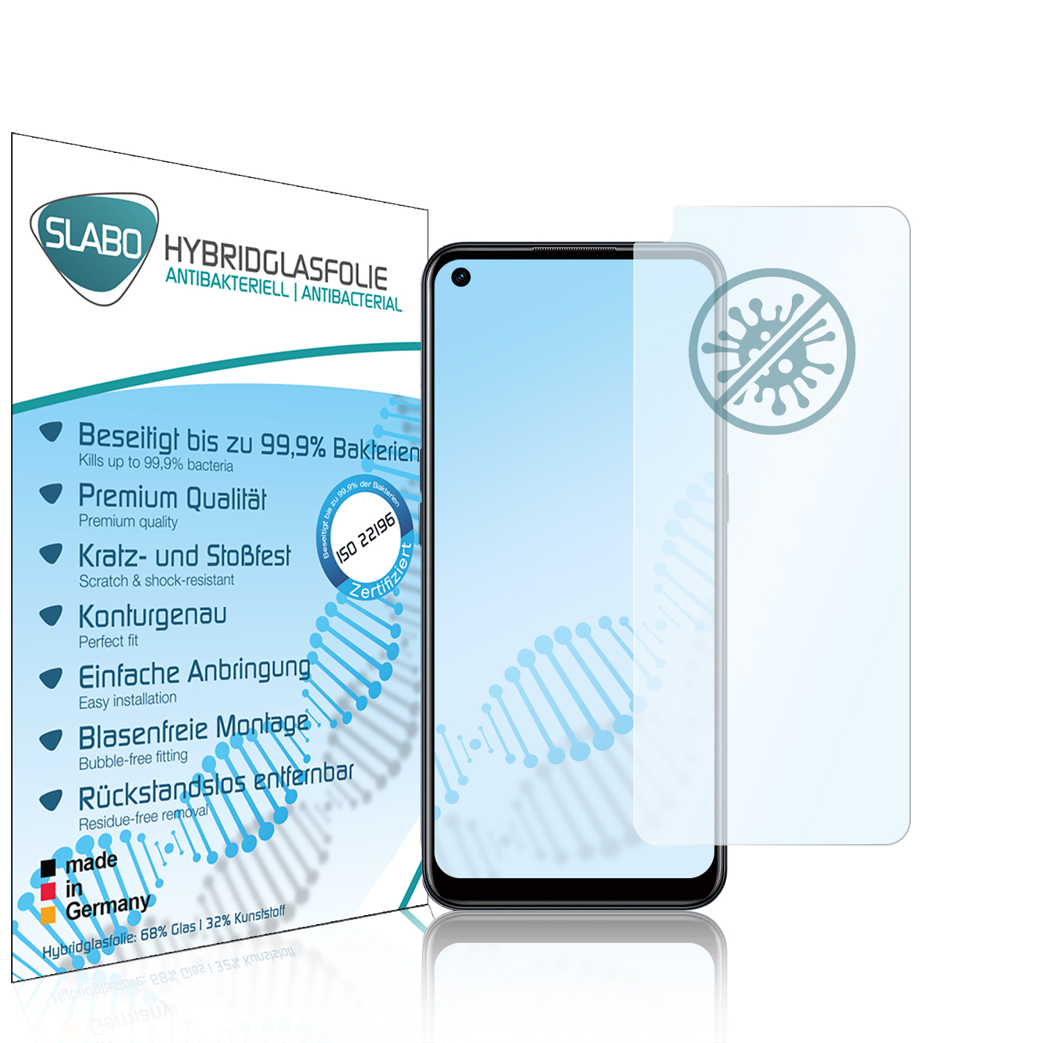 SLABO antibakterielle A53s) OPPO A53 flexible | Hybridglasfolie Displayschutz(für