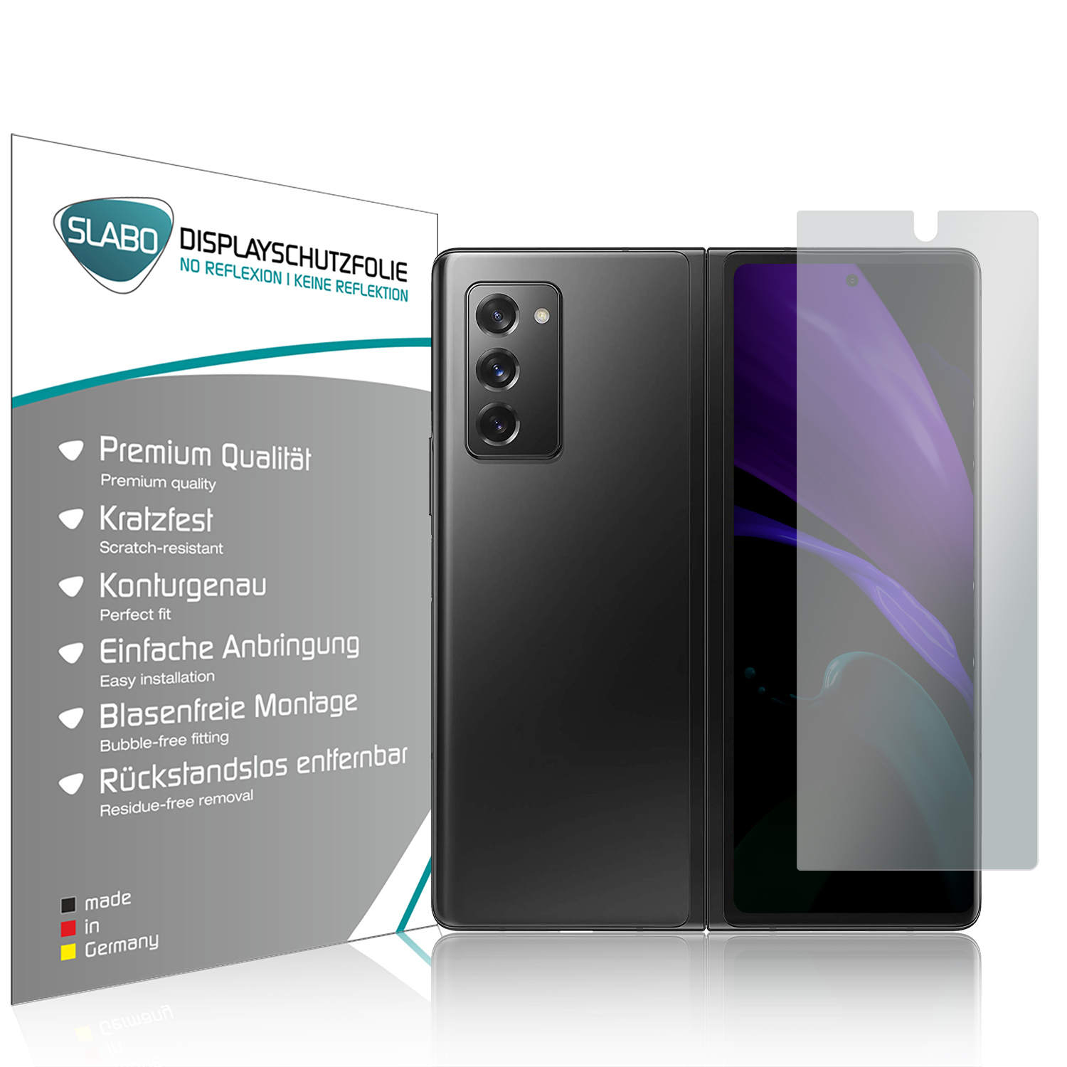 SLABO 4 Displayschutzfolie No Fold2 Z Displayschutz(für 5G) Galaxy x Reflexion Samsung