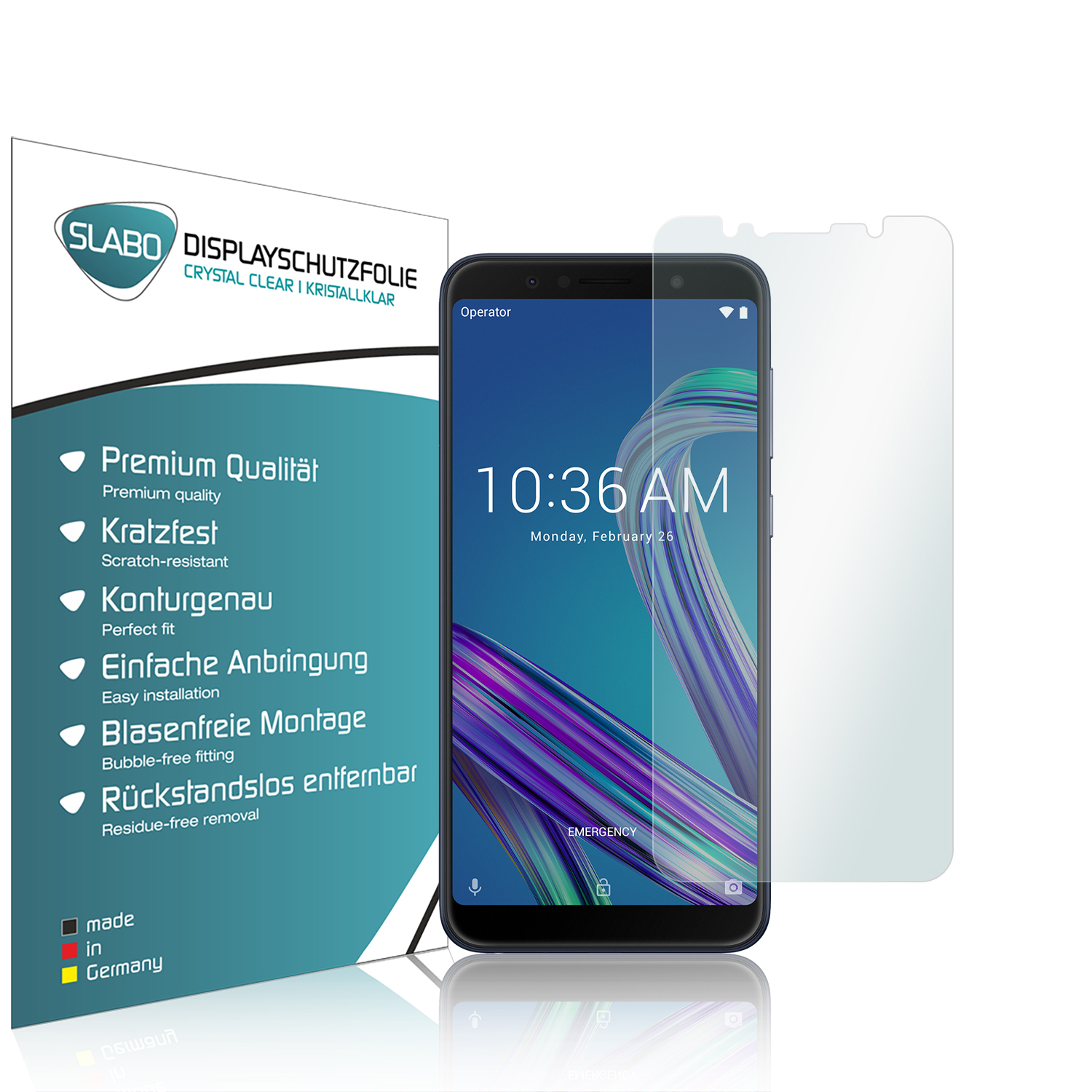 (M1)) SLABO Displayschutzfolie Asus 4 Crystal Clear Pro Max ZenFone Displayschutz(für x
