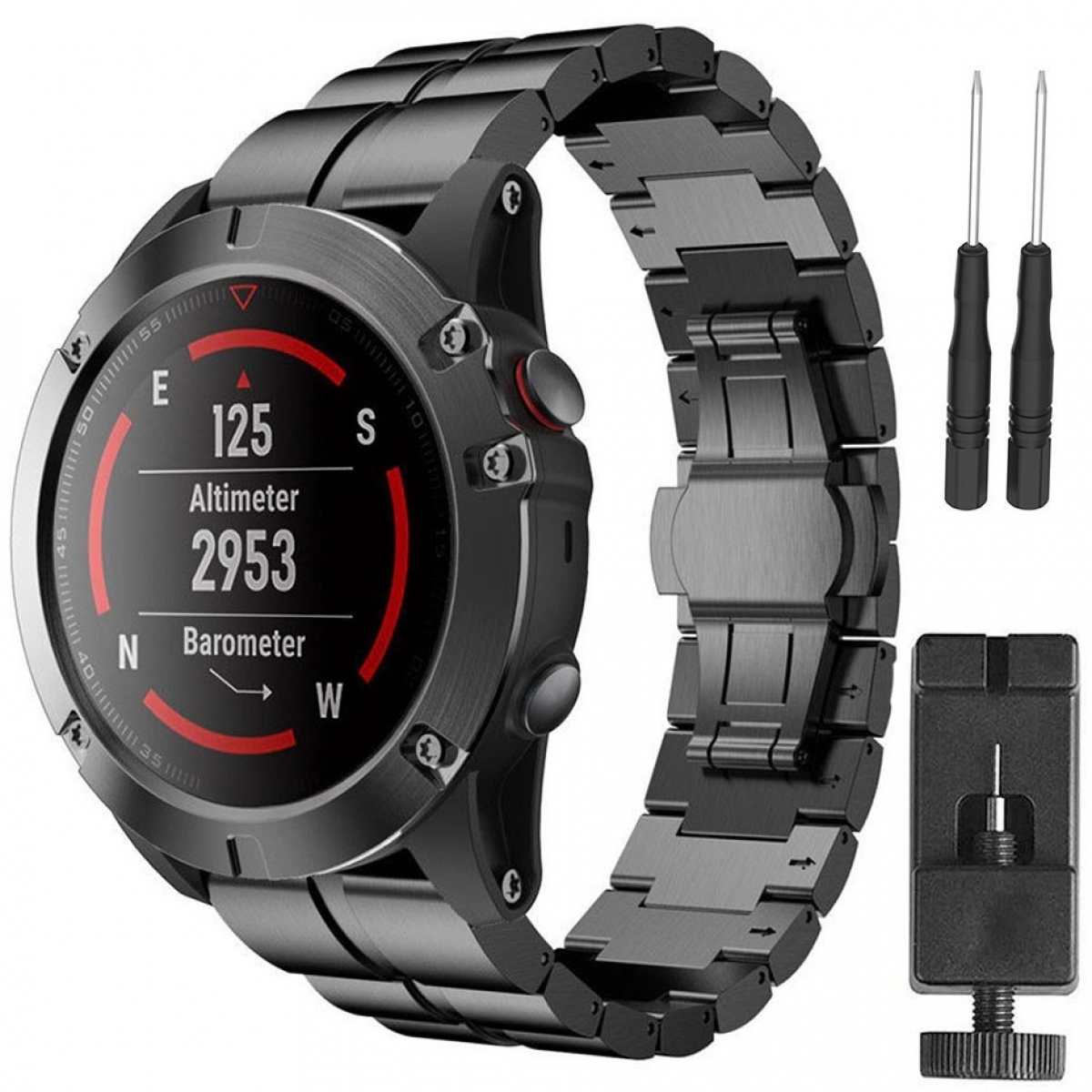 CASEONLINE Zweireihig, 5X, Smartband, Garmin, Fenix Schwarz