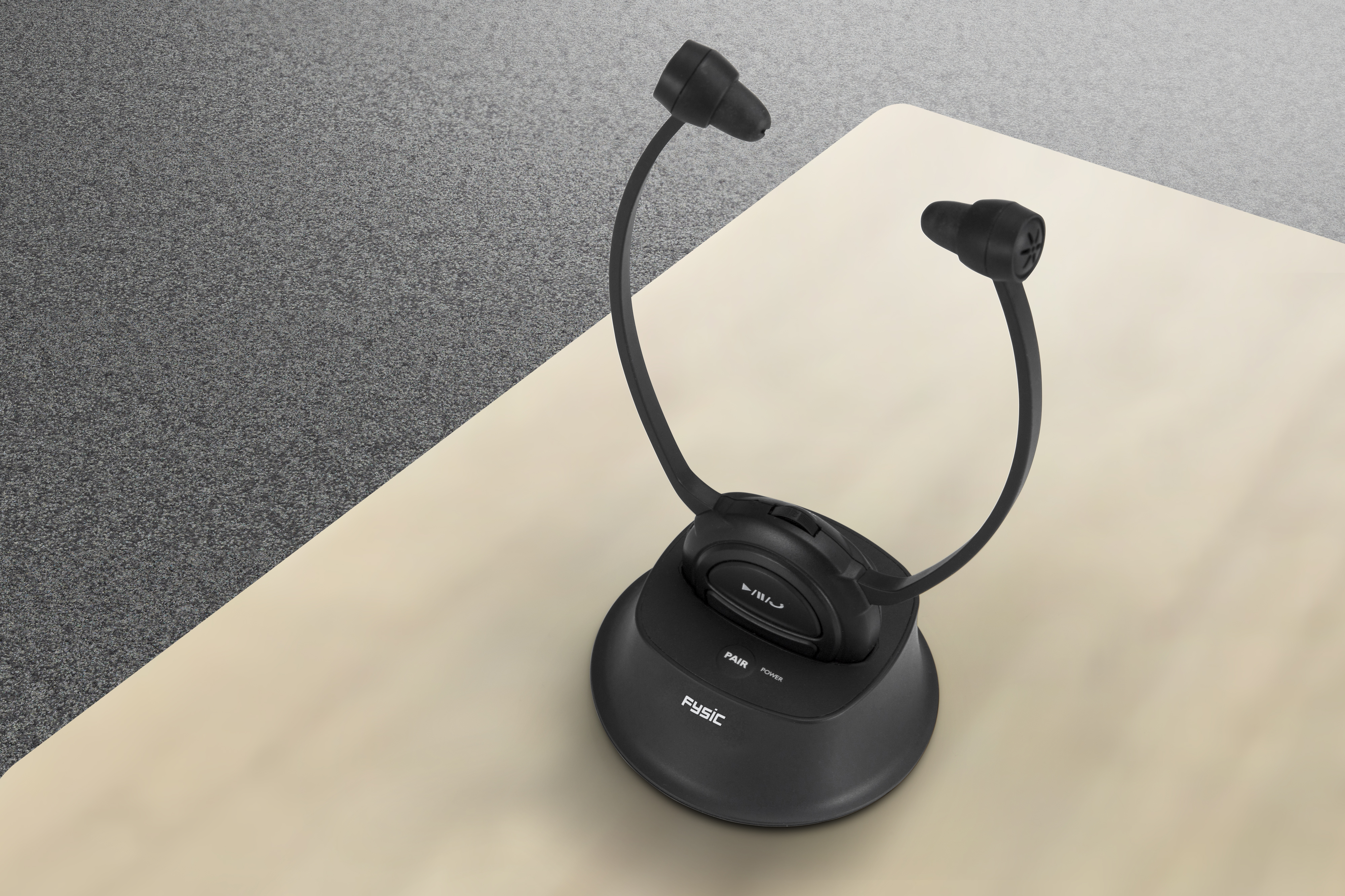 FYSIC FH-76 - Kabelloser Hörverstärker/Kopfhörer -, Schwarz Bluetooth In-ear Kopfhörer