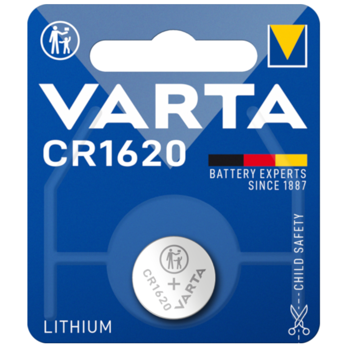 VARTA Pila litio CR1620 1 3 0.07 3V (blíster Li-MnO2, Knopfzelle, Distancia Volt, Mando Ah pila)