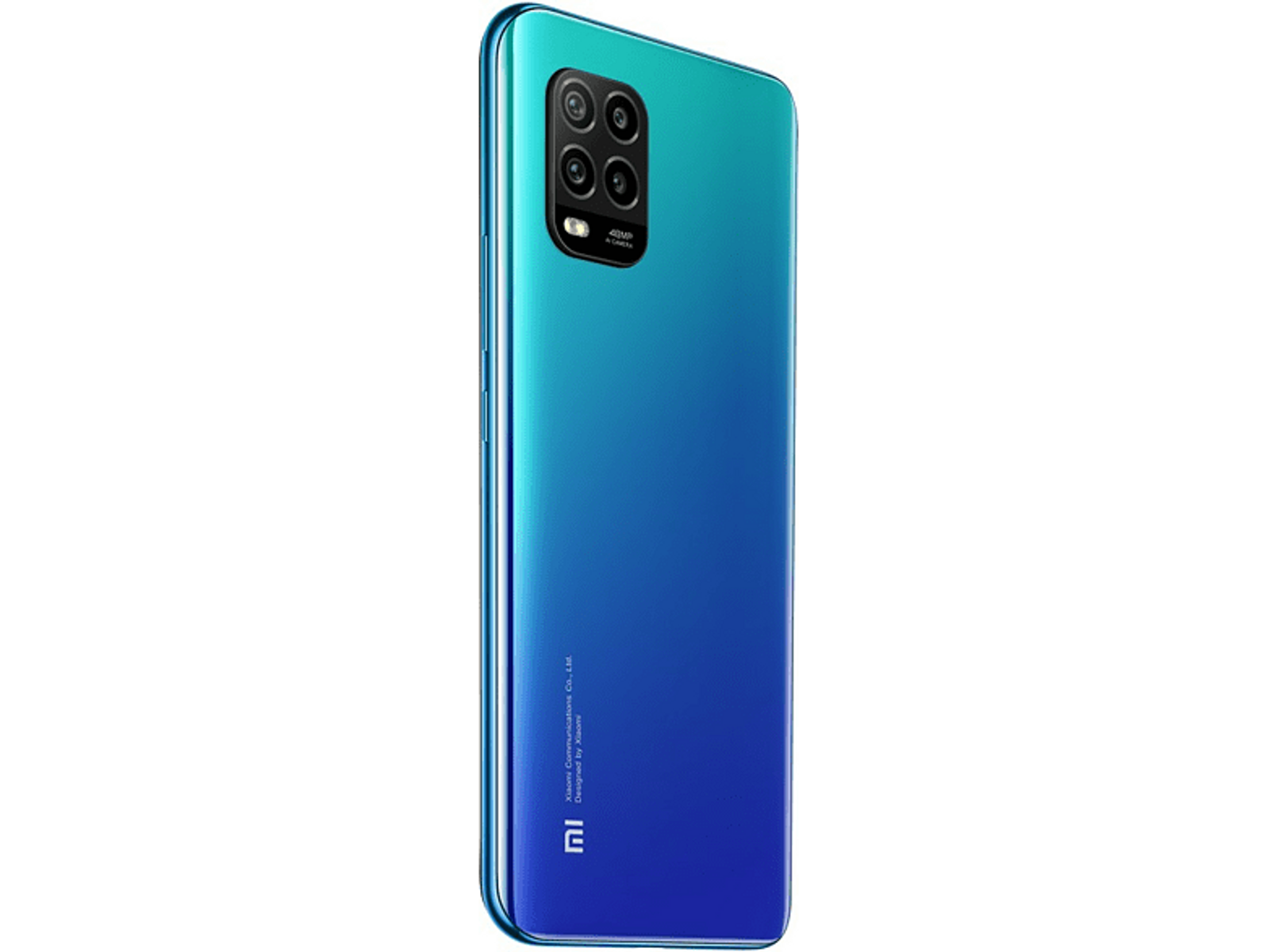 Ein Smartphone mit blau-grünem Farbverlauf. Die Rückseite des Telefons ist sichtbar.