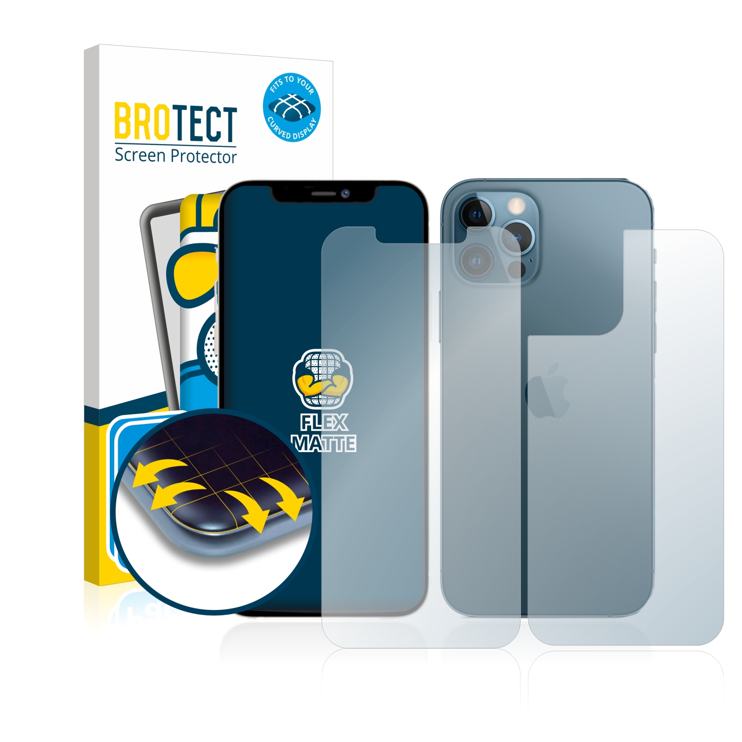 BROTECT 2x Flex matt Pro 3D Apple Curved Full-Cover 12 iPhone Max) Schutzfolie(für
