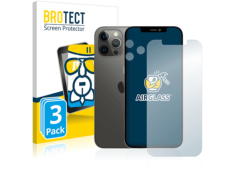 BROTECT 3x Airglass klare Schutzfolie(für Apple iPhone 12 Pro Max)