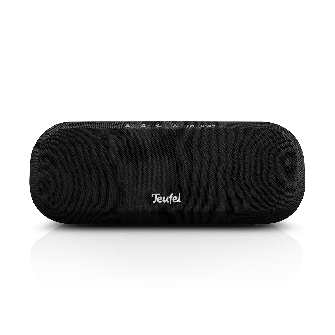 Black Teufel speaker with control buttons on top.