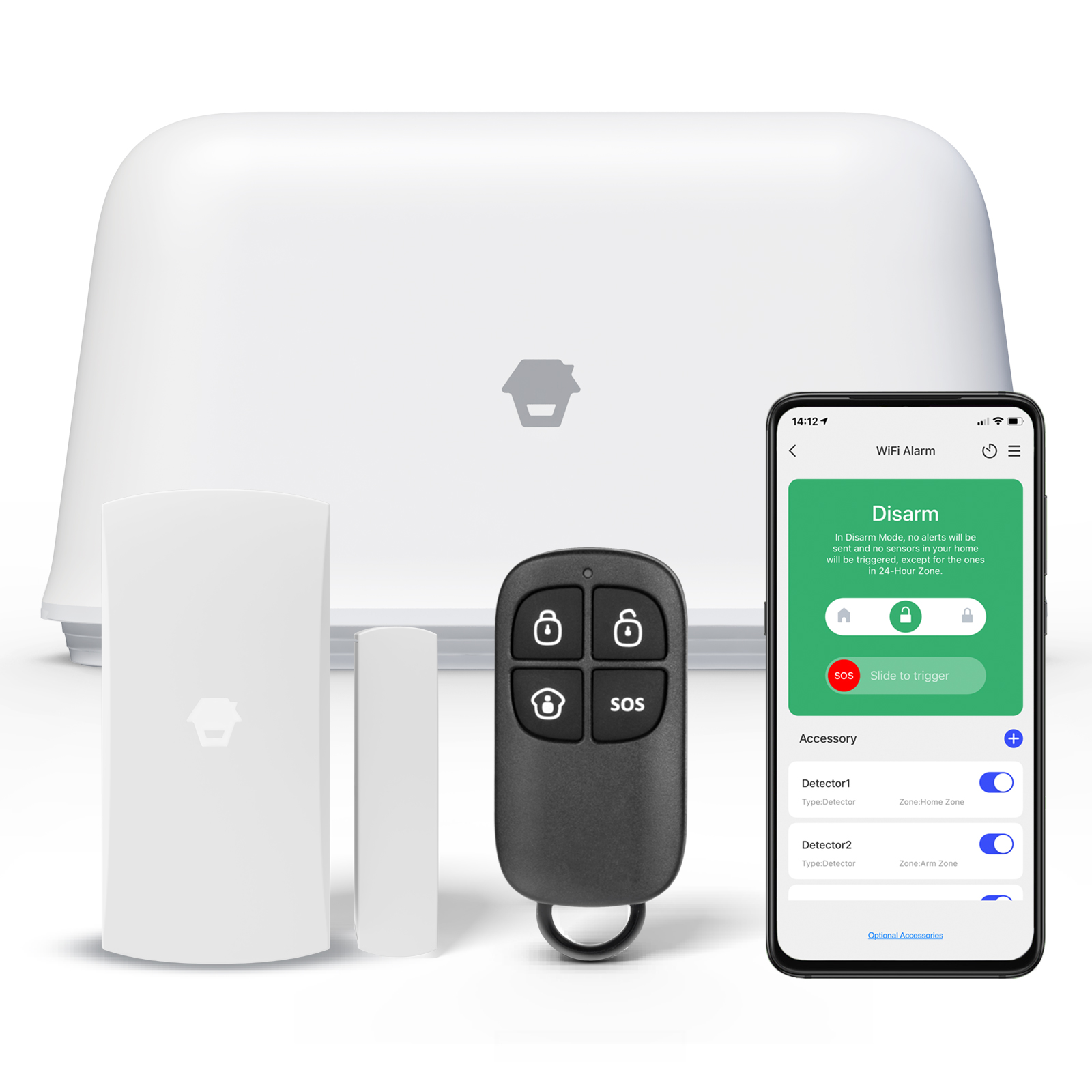 CHUANGO Smart WiFi Starter-Kit Weiß OV-300 Alarmsystem, Alarm