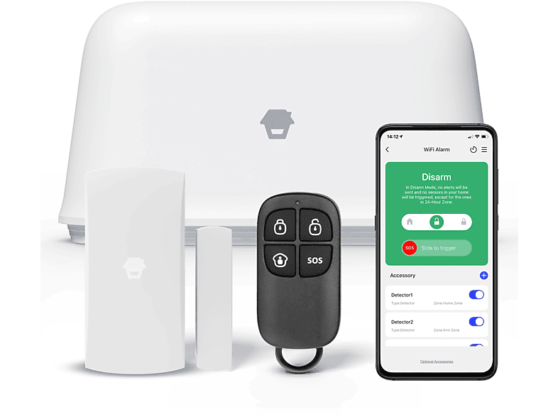 CHUANGO Smart WiFi Starter-Kit Weiß OV-300 Alarmsystem, Alarm