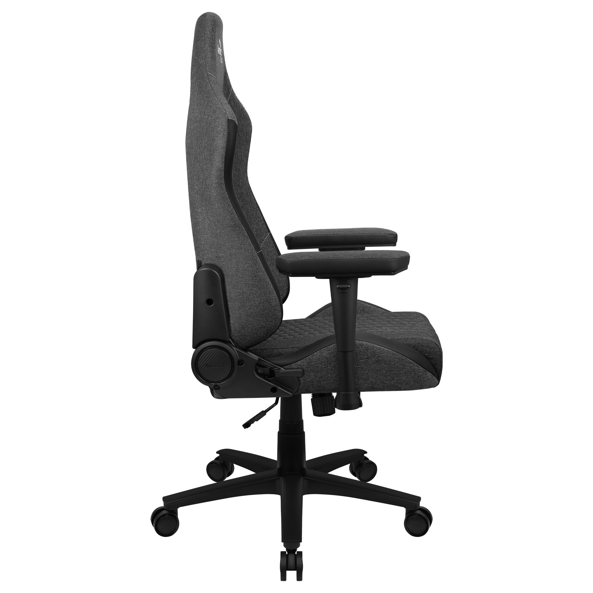 Szary i czarny fotel gamingowy z boku.