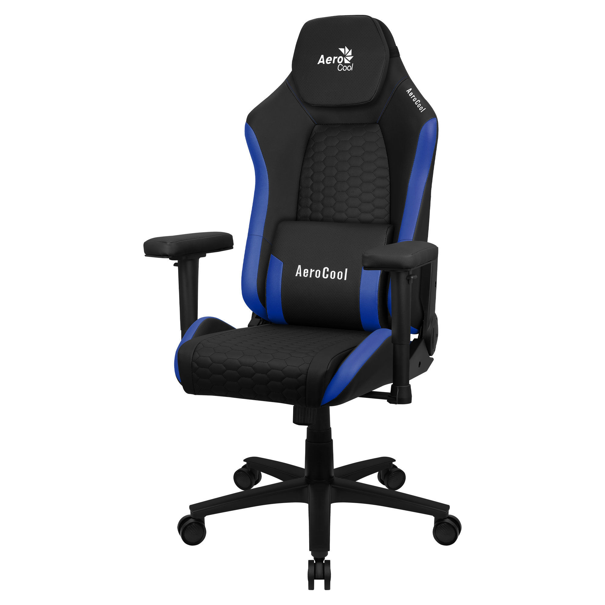 Silla gaming - CROWNBB AEROCOOL, Reposabrazos2D (regulable en altura y anchura), 150 kg, Azul