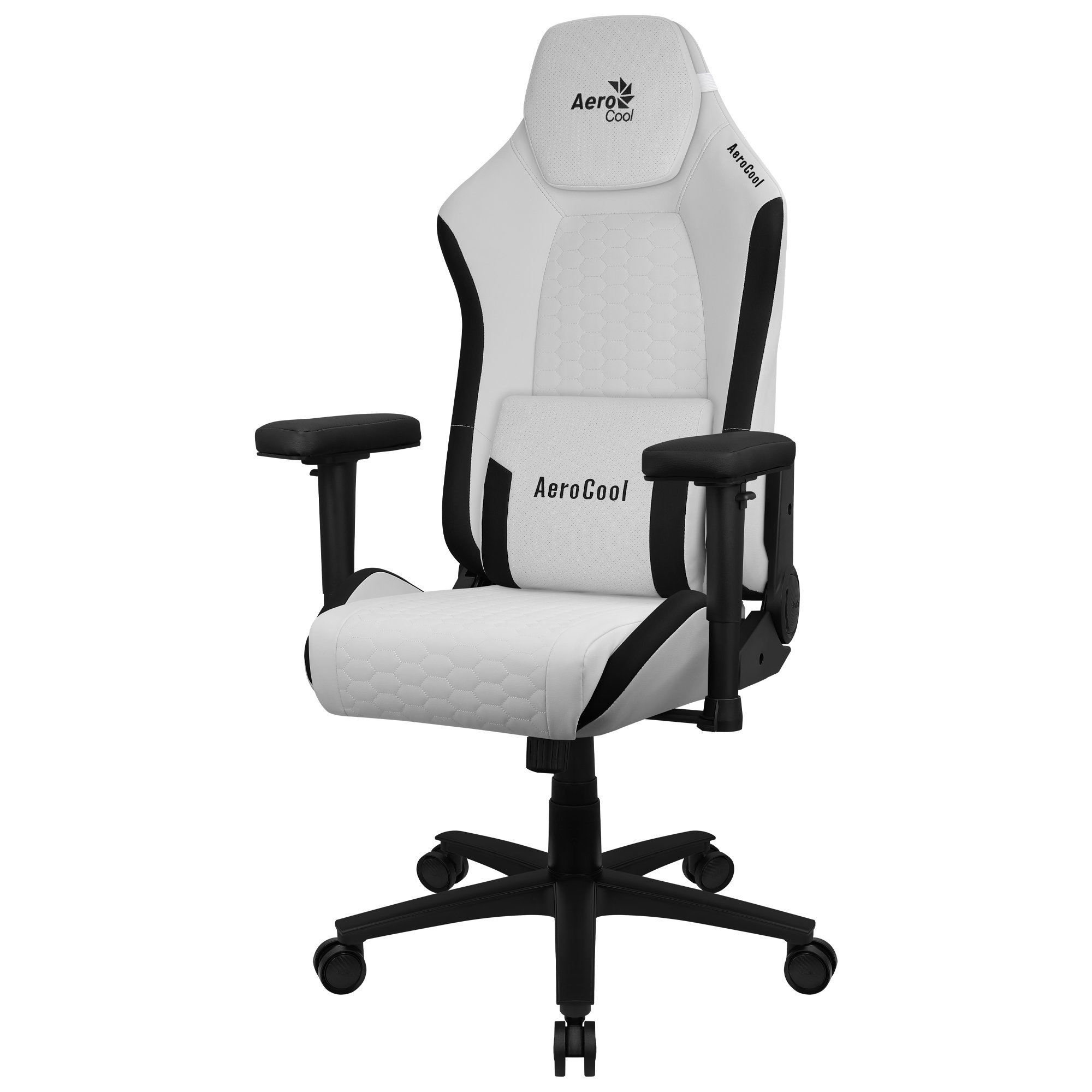 Silla gaming - CROWNMOONSW AEROCOOL, Reposabrazos2D (regulable en altura y anchura), 150 kg, Plata