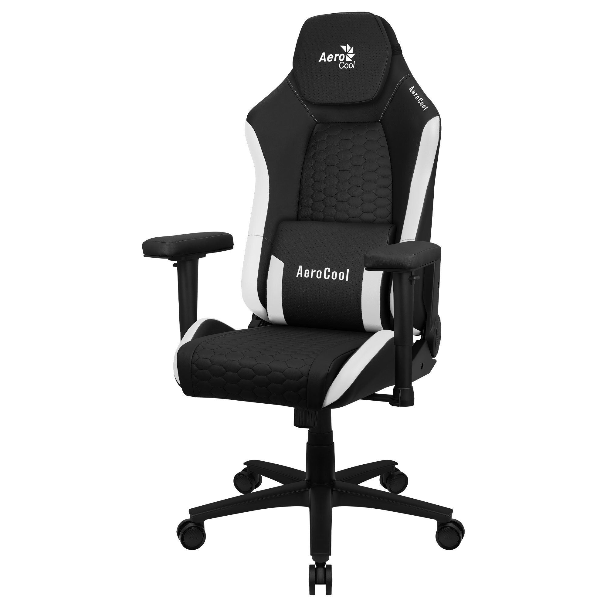 Silla gaming - CROWNBW AEROCOOL, Reposabrazos2D (regulable en altura y anchura), 150 kg, Blanco