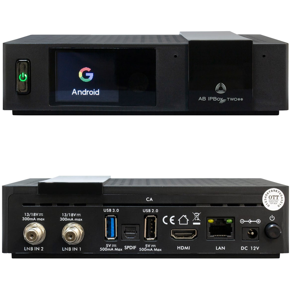 AB-COM IPBox TWO IP-Receiver PVR-Funktion=optional, Schwarz) Twin Twin Tuner, (HDTV, Receiver DVB-S2