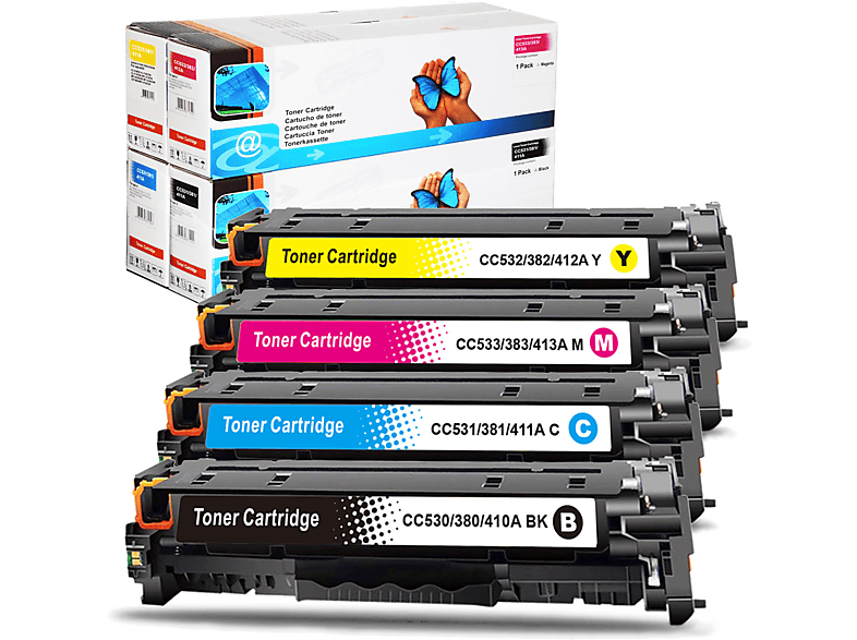 GIGAO CM2720FXI-MFP-Set Tonerkartusche Multipack 4-Farben (Schwarz, Cyan, Magenta, Gelb) (304A, CC530A, CC531A, CC533A, CC532A, Color LaserJet CM 2720 FXI MFP)