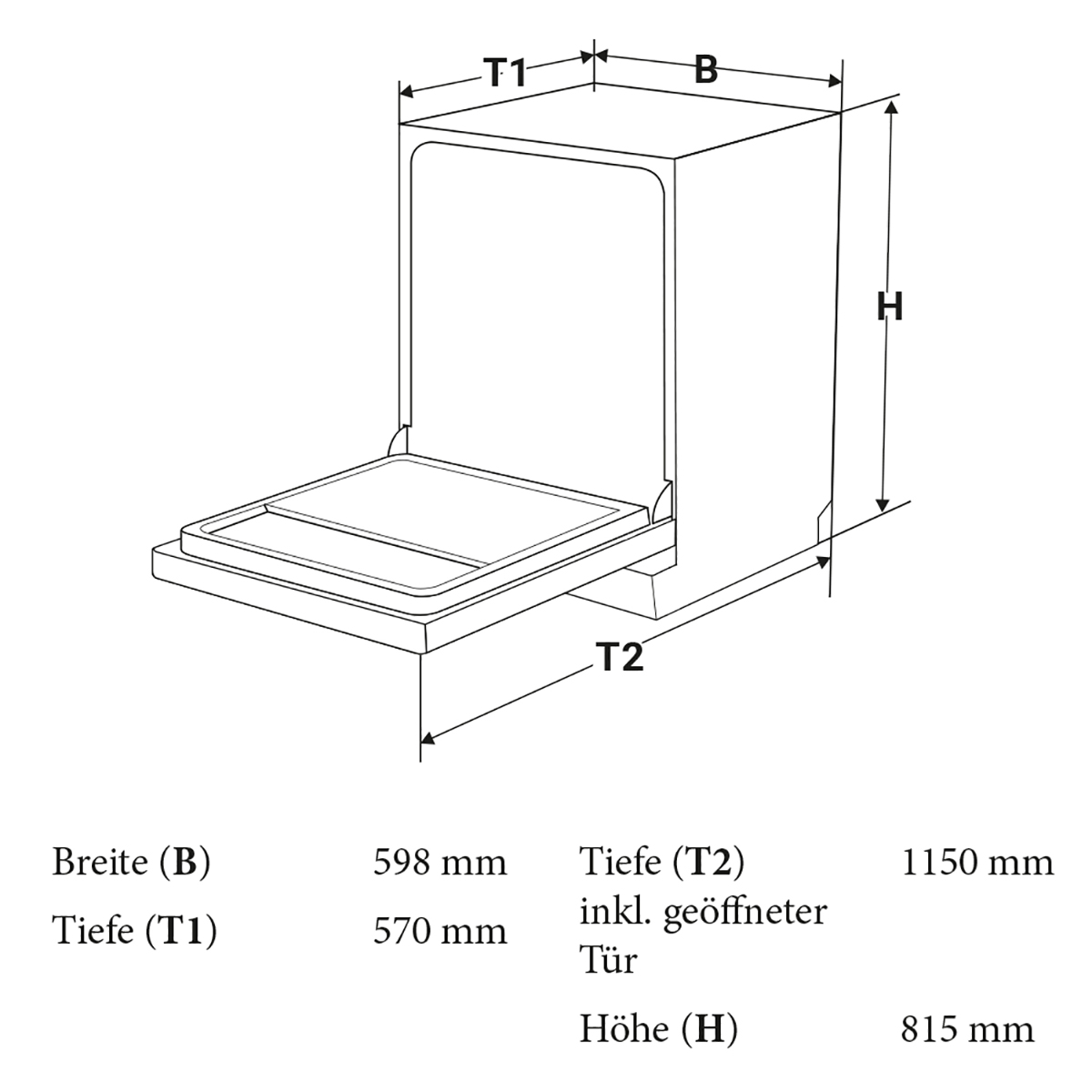 (unterbaufähig, D) DW614ED Geschirrspüler 59,8 cm breit, KKT KOLBE