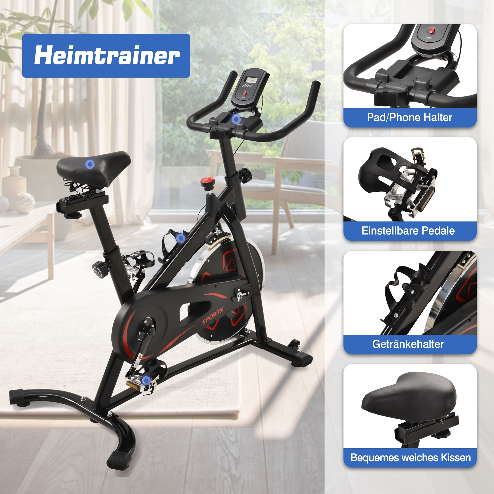 MERAX MR-FTBK-Model S6 Heimtrainer, Schwarz