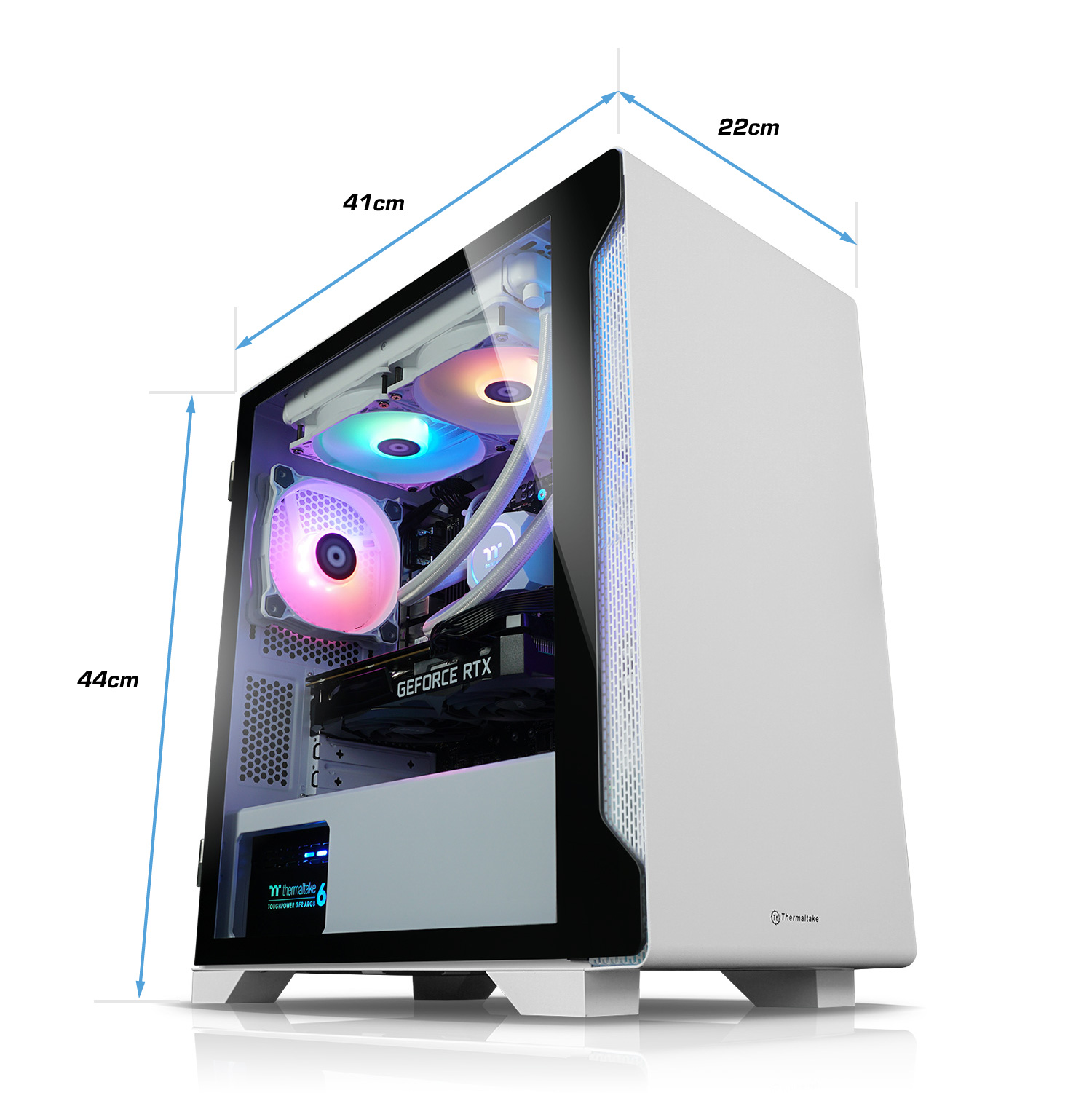 GB THERMALTAKE Prozessor, mit AMD White, Pandia 10 16 5 Microsoft TB Windows Home SSD 1 64-Bit, RAM, Ryzen™ Gaming-PC