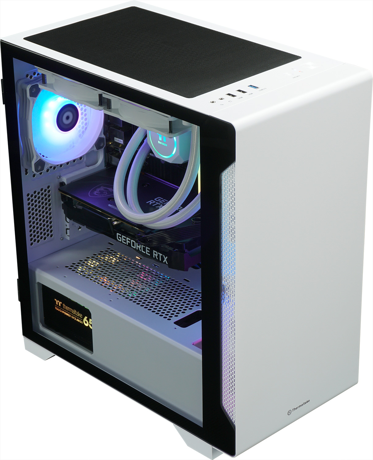 GB THERMALTAKE Prozessor, mit AMD White, Pandia 10 16 5 Microsoft TB Windows Home SSD 1 64-Bit, RAM, Ryzen™ Gaming-PC