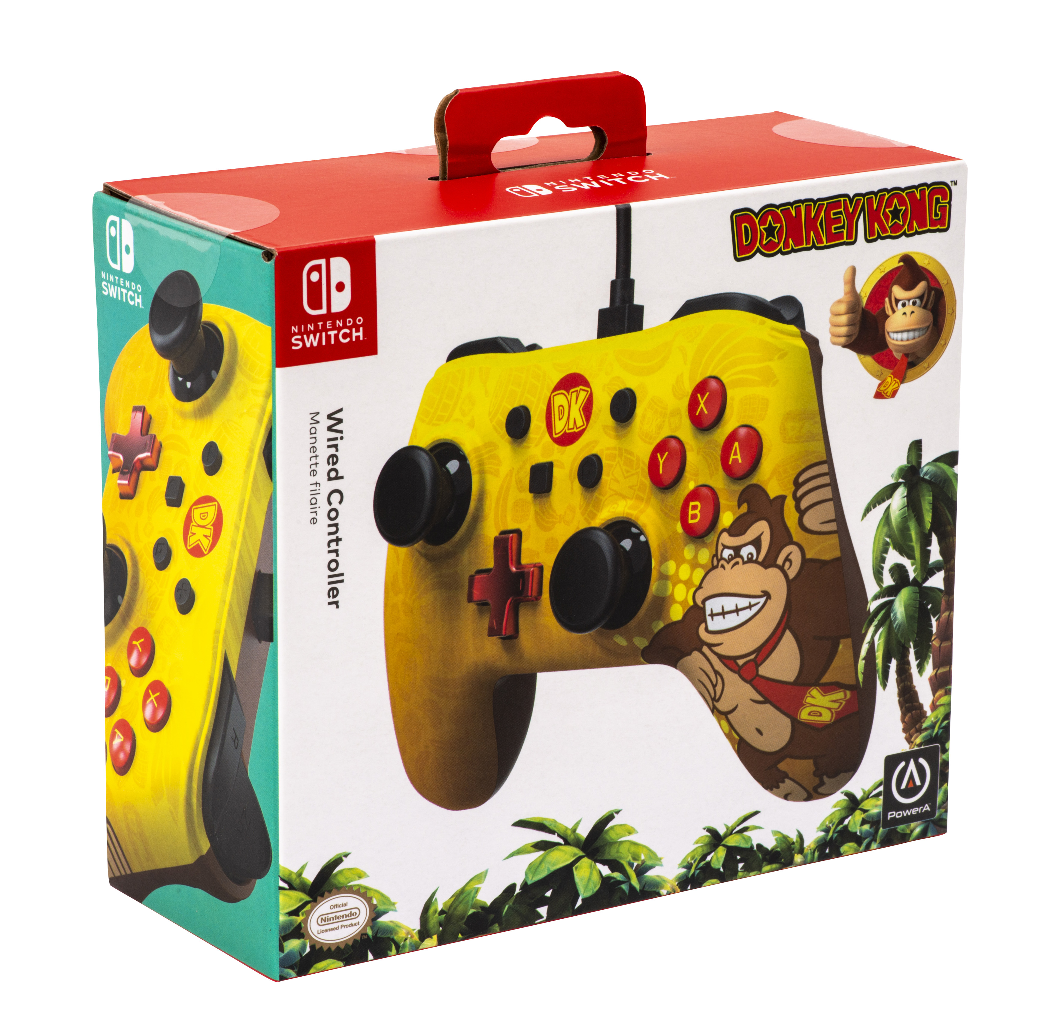 Kontroler Nintendo Switch Donkey Kong. Schemat kolorów żółty i czerwony.