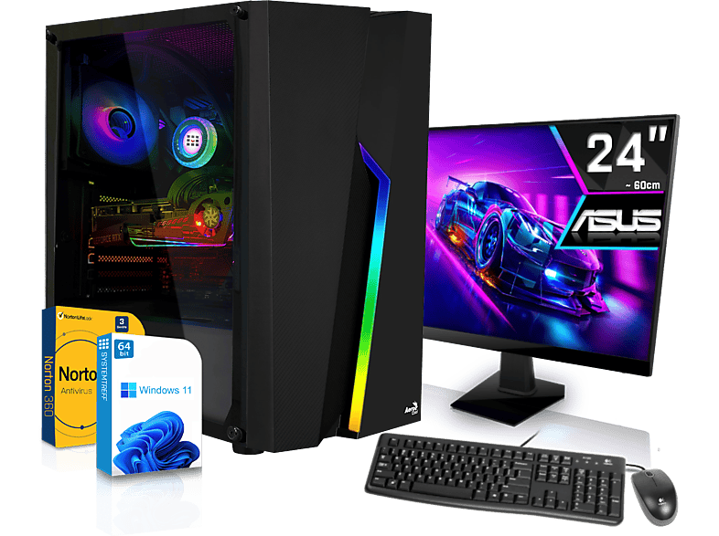 SYSTEMTREFF Gaming Komplett AMD Ryzen 5 4500, Komplett PC mit 4500 Prozessor, 16 GB RAM, 512 GB mSSD, Nvidia Geforce GTX 1630 4GB, 4 GB