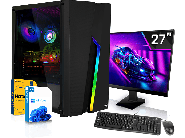 SYSTEMTREFF Gaming Komplett AMD Ryzen 5 4500, Komplett PC mit 4500 Prozessor, 16 GB RAM, 512 GB SSD, Nvidia Geforce GTX 1650 4 GB, 4 GB