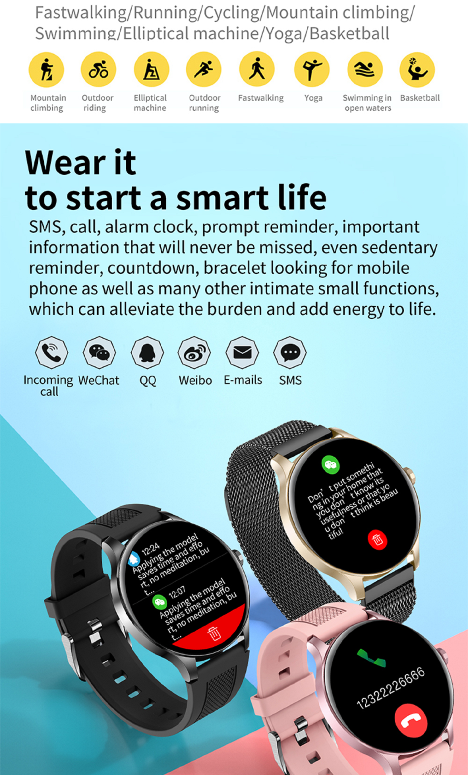 M Schwarz NY KAREN 20 Smartwatch Silikon,