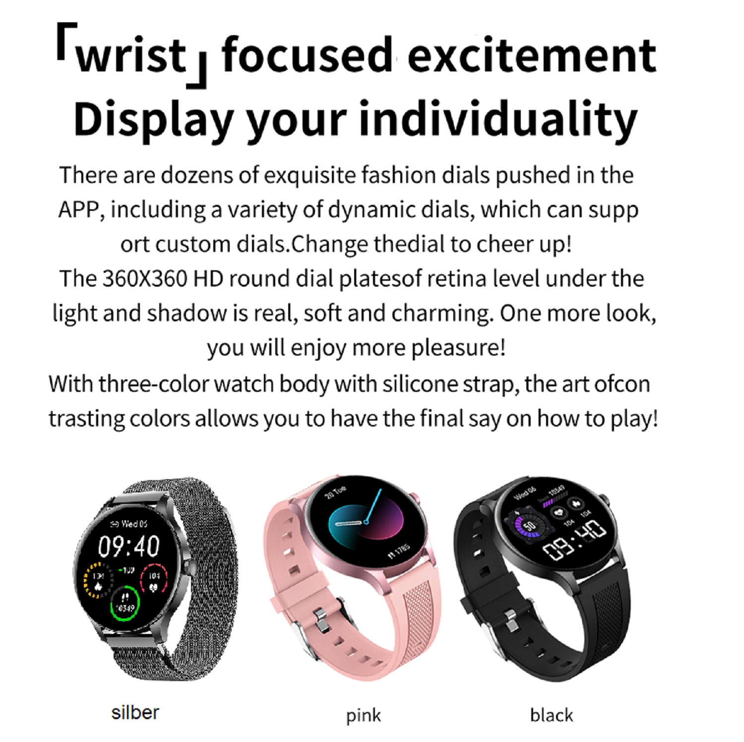 KAREN Silikon, Smartwatch NY M 20 Pink