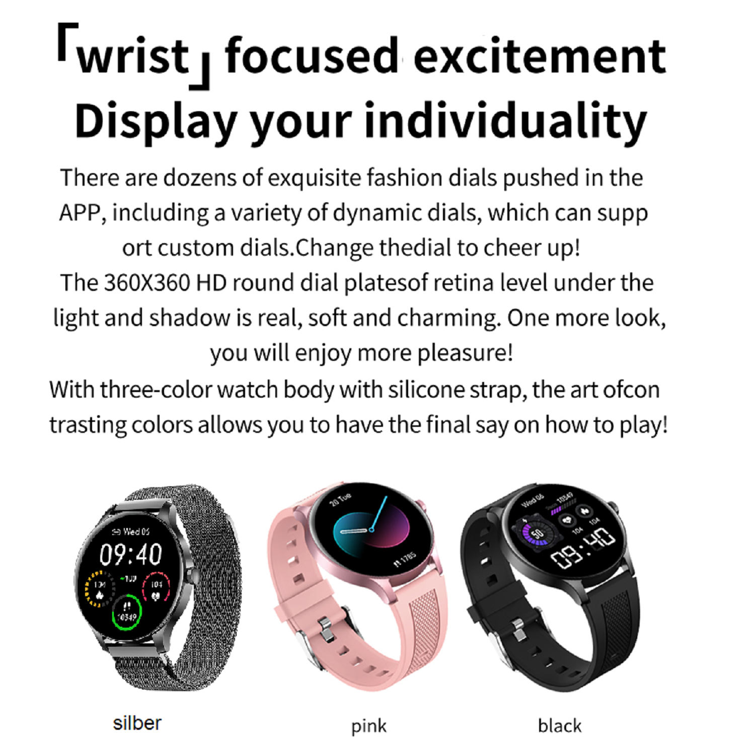 M NY KAREN Smartwatch Silikon, Pink 20