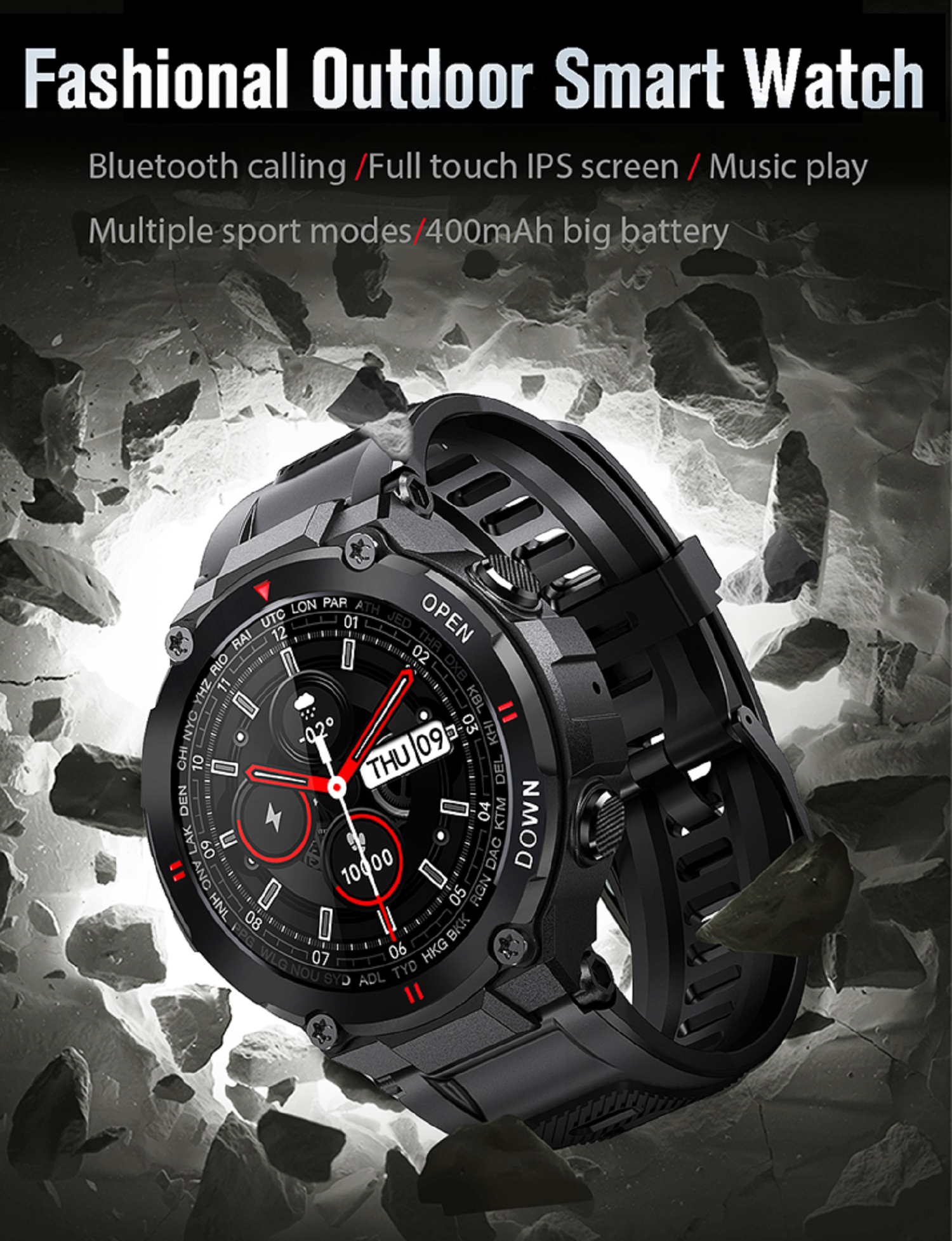 Smartwatch Schwarz M Schwarz K22 Silikon, KAREN