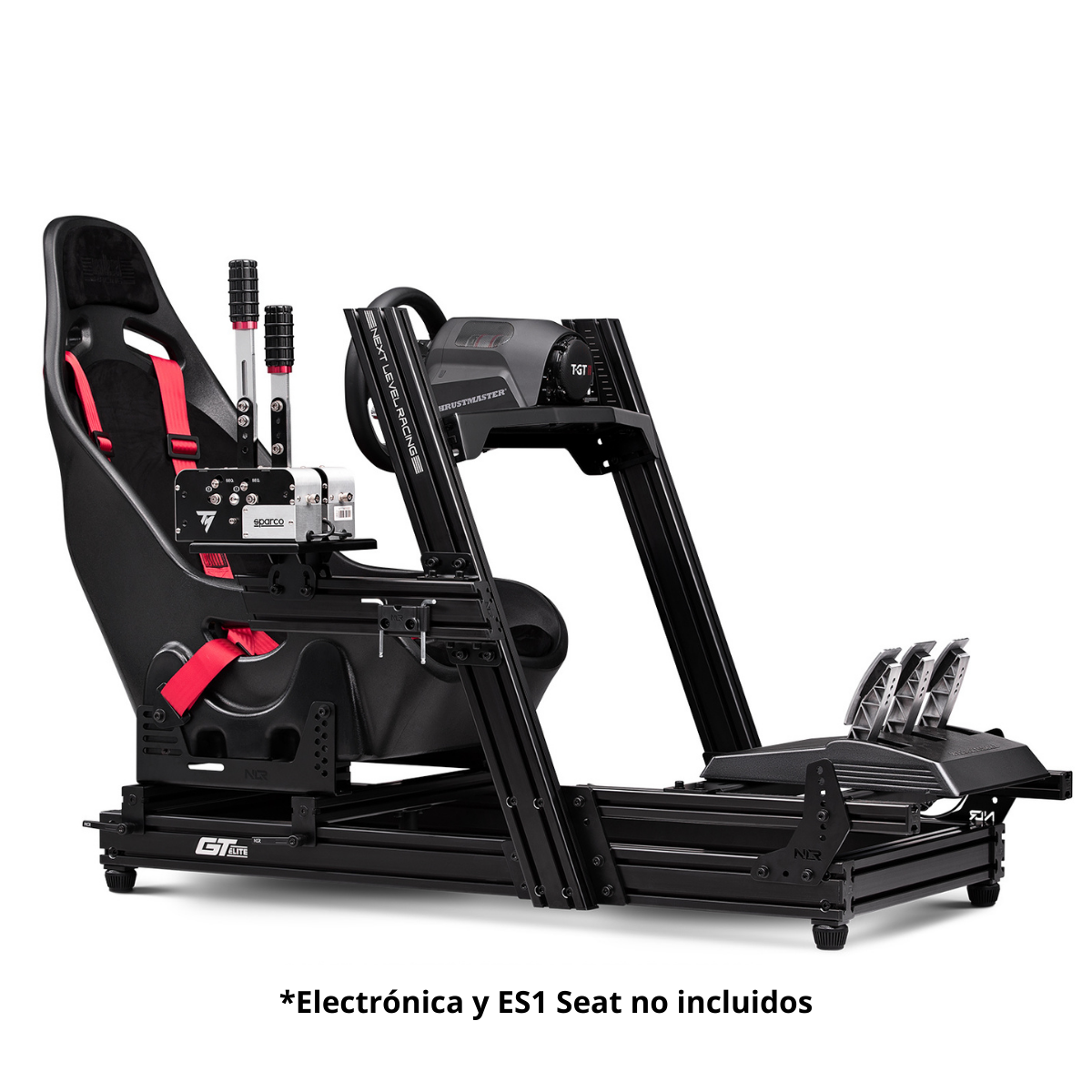 Silla gaming - NEXT LEVEL RACING GTElite Aluminium Simulator Cockpit - Wheel Plate Edition, hasta 150 kg, Negro