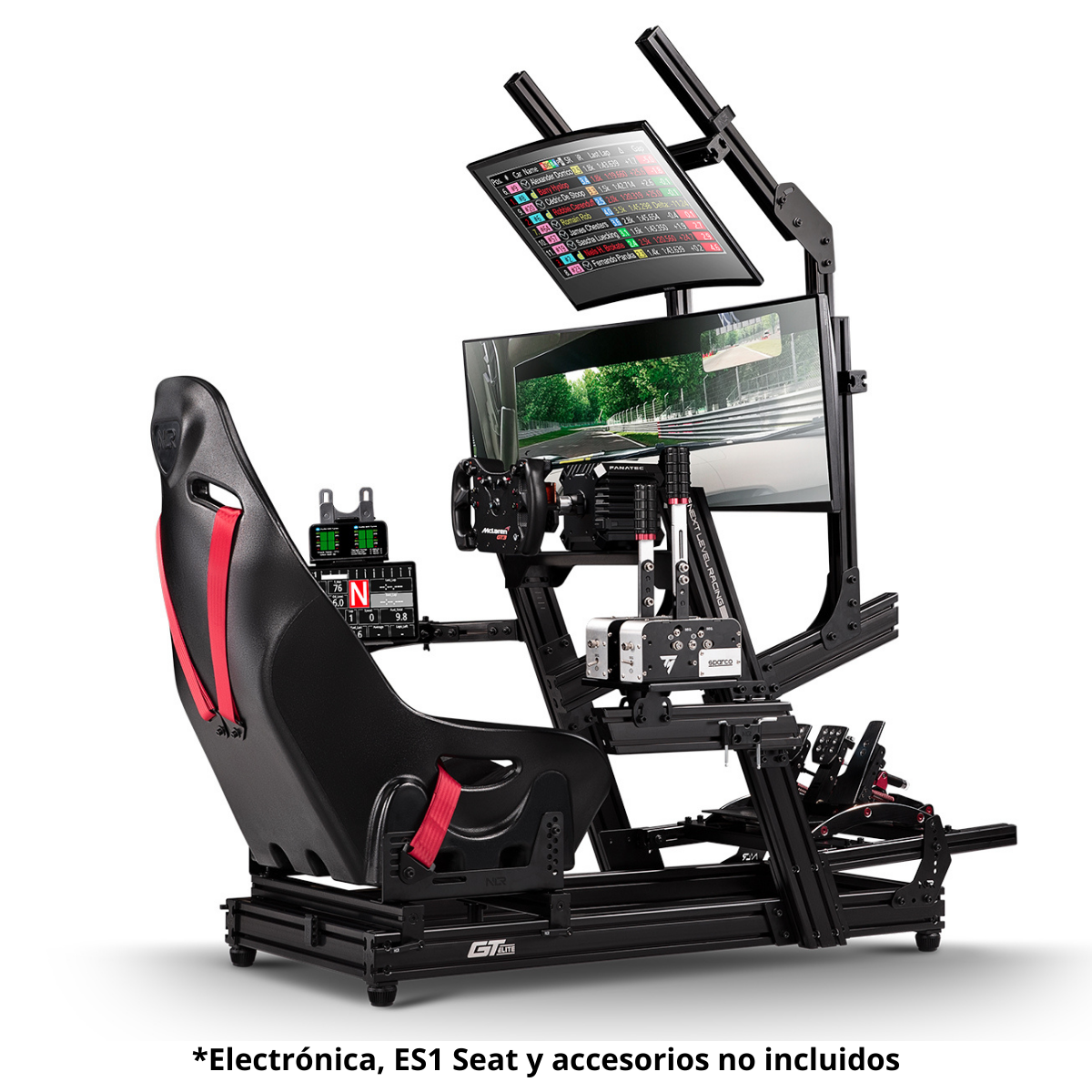 Silla gaming - NEXT LEVEL RACING GTElite Aluminium Simulator Cockpit - Wheel Plate Edition, hasta 150 kg, Negro