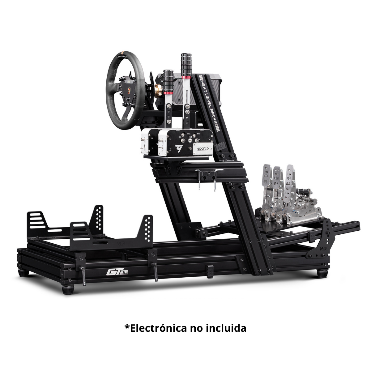 Silla gaming - NEXT LEVEL RACING GTElite Aluminium Simulator Cockpit - Wheel Plate Edition, hasta 150 kg, Negro