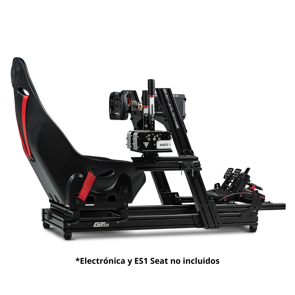 Silla gaming - NEXT LEVEL RACING GTElite Aluminium Simulator Cockpit - Front and Side Mount Edition, hasta 150 kg, Negro