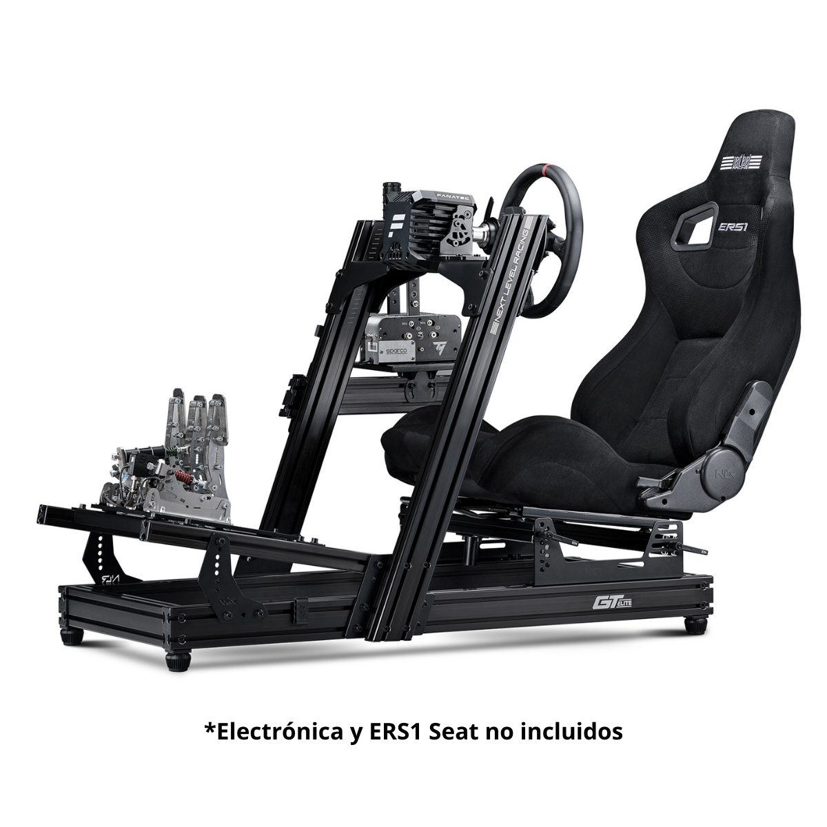 Silla gaming - NEXT LEVEL RACING GTElite Aluminium Simulator Cockpit - Front and Side Mount Edition, hasta 150 kg, Negro